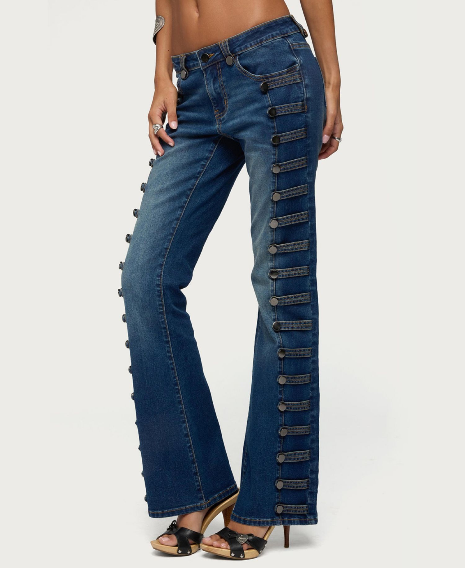 Women's Button Loop Low-Rise Bootcut Jeans, 32" Inseam