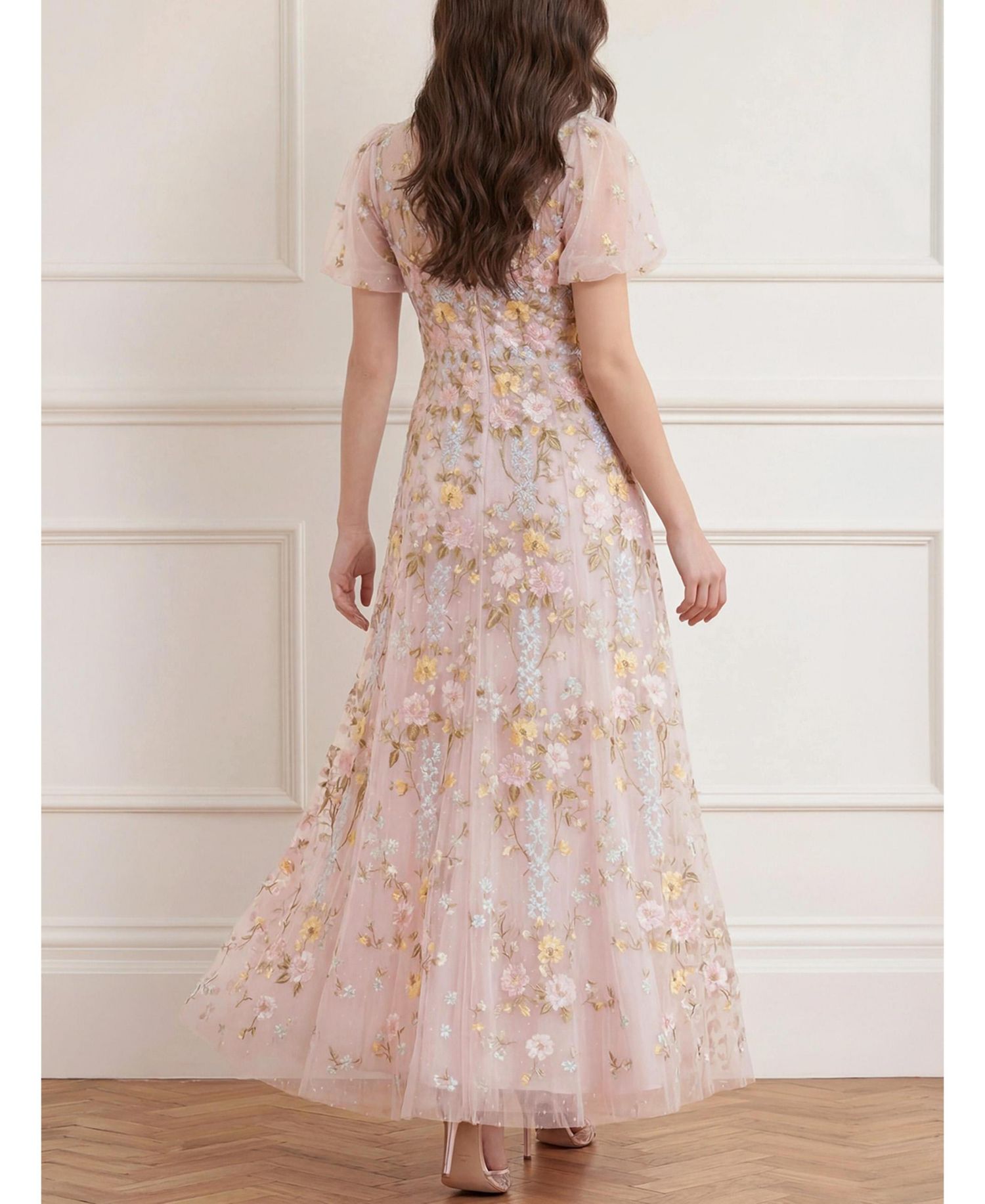 Women's Garden Rose Short Sleeve Maxi Gown