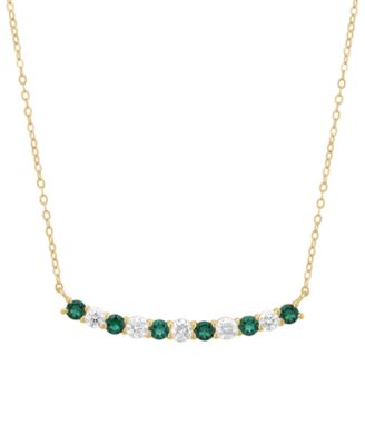 Lab-Grown Sapphire (7/8 ct. t.w.) & Lab-Grown Diamond (5/8 ct. t.w.) Necklace in 10k White Gold (Also Available in Ruby & Emerald)