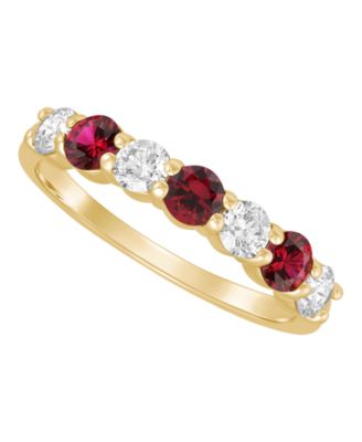 Lab-Grown Sapphire (3/8 ct. t.w.) & Lab-Grown Diamond (1/2 ct. t.w.) Ring in 10k White Gold (Also Available in Emerald)