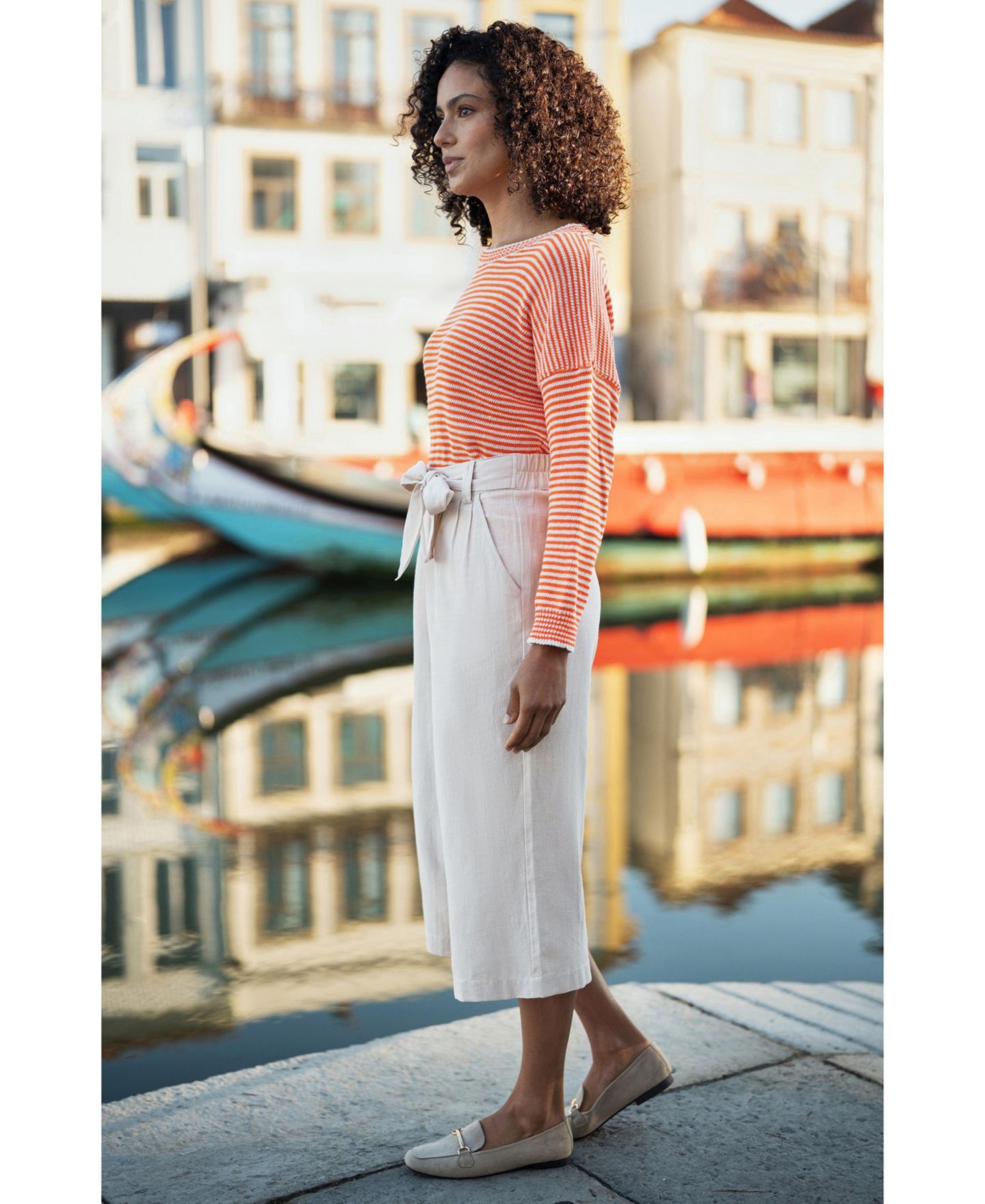 Женские брюки Yumi Linen Blend Tie-Belt Cropped, цвет: Натуральный — фото 3