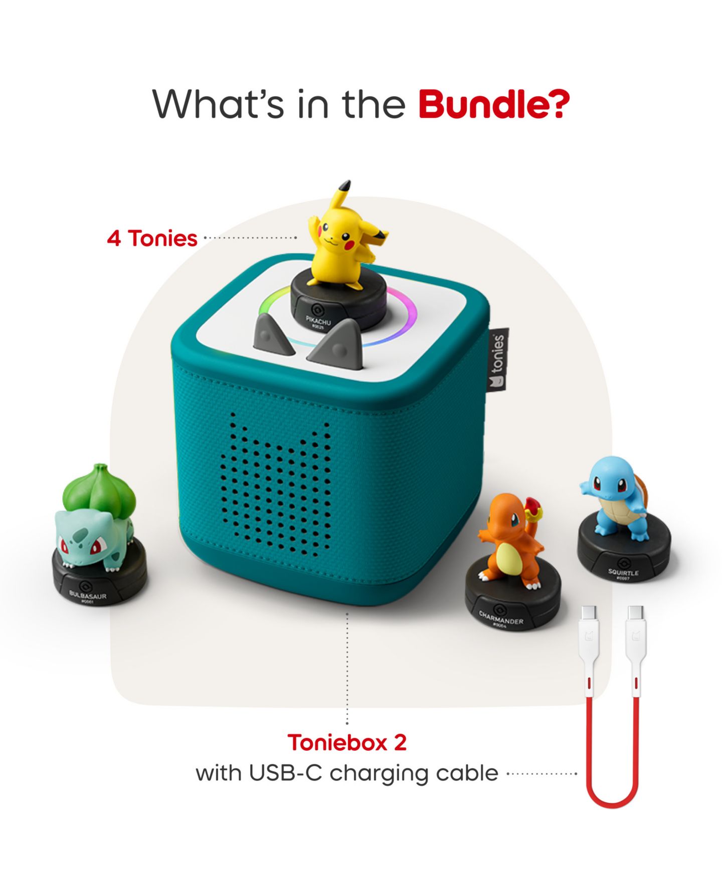 Детские игрушки Tonies Toniebox 2 Pokémon Bundle Screen-Free Interactive Audio Storybox 4-Piece, Ages 5+ — фото 2