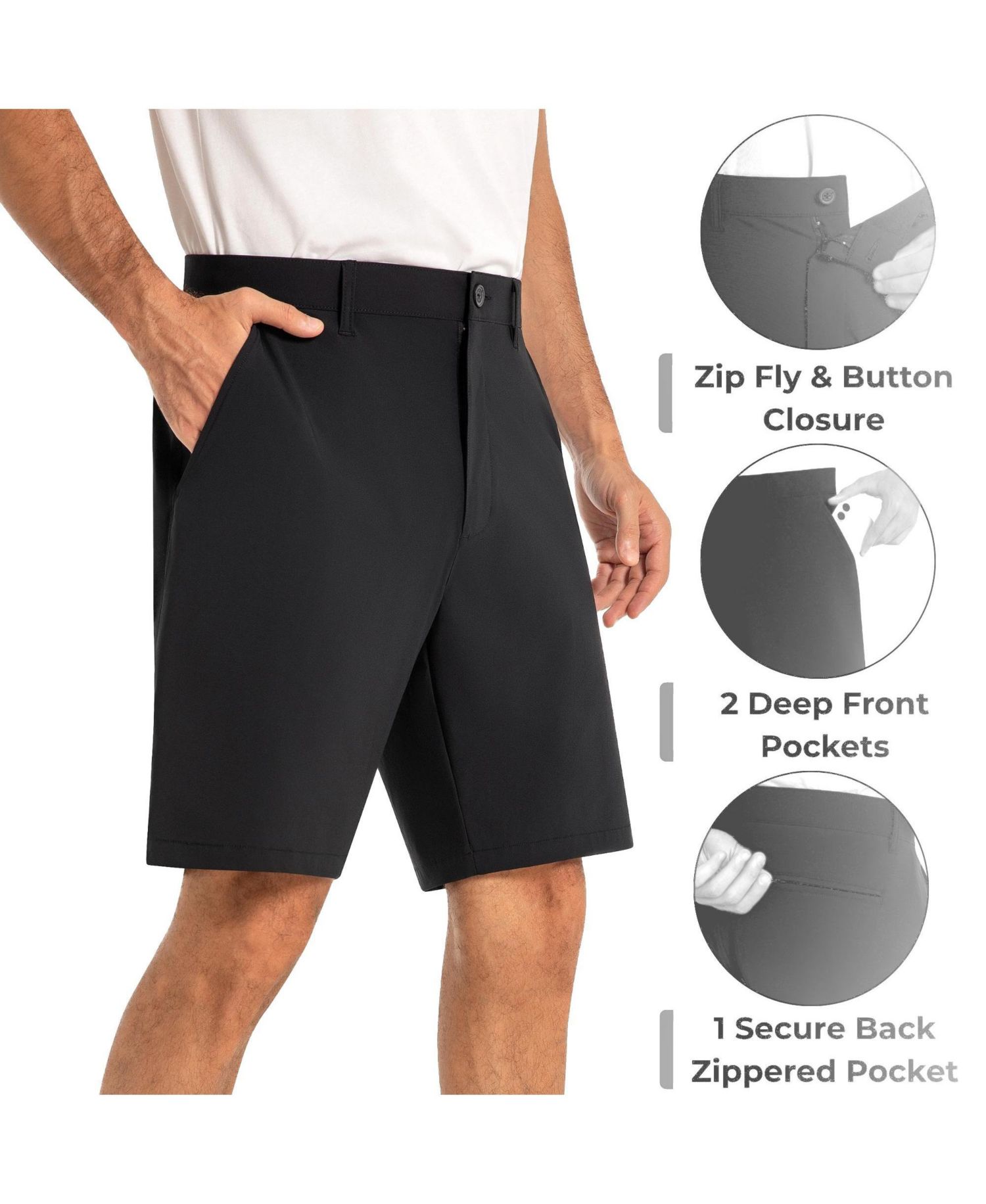 Mens Golf Dress Shorts 8.5” Inseam Casual Chino Shorts Flex Waist