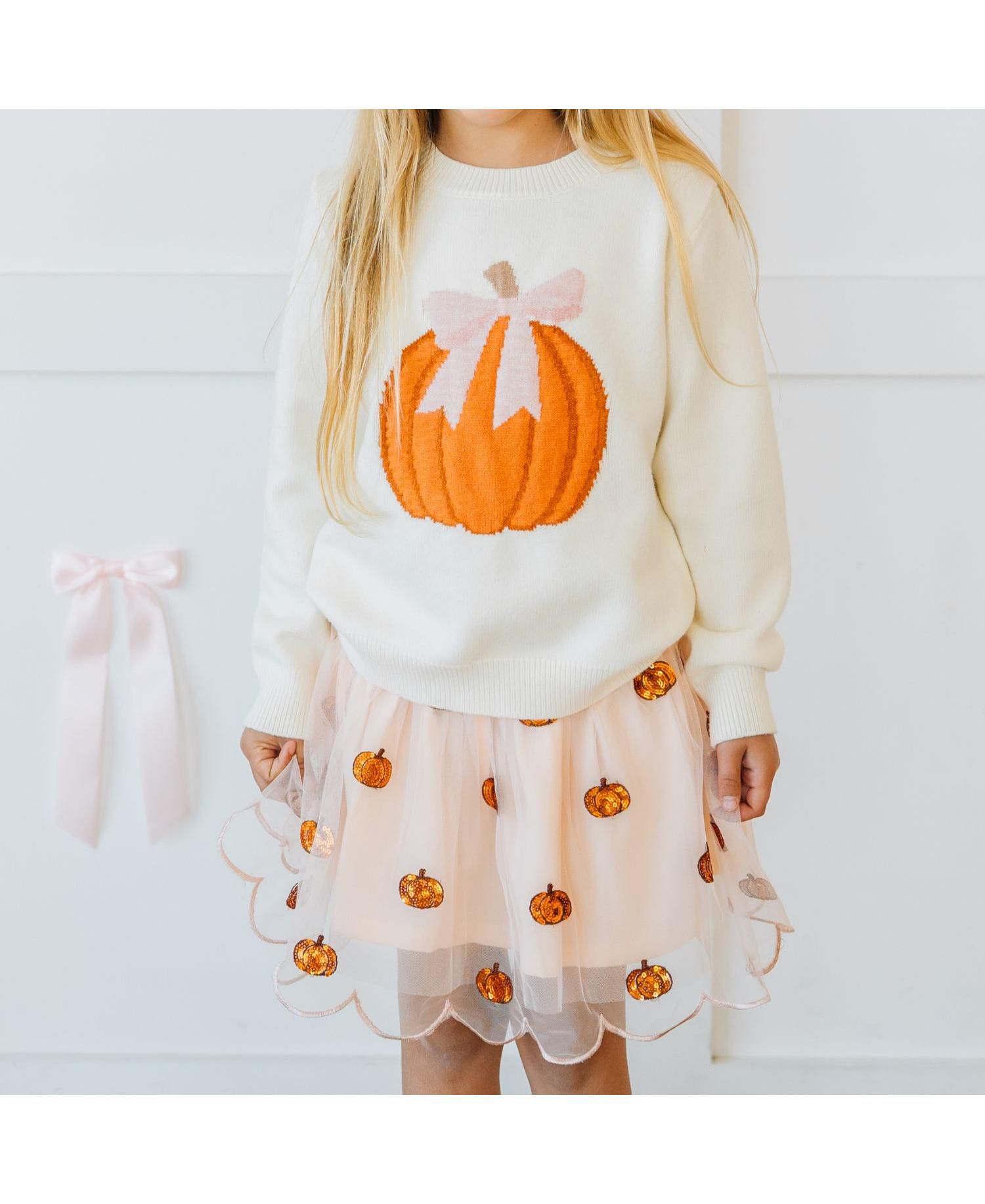 Big Girls Coquette Pumpkin Sweater