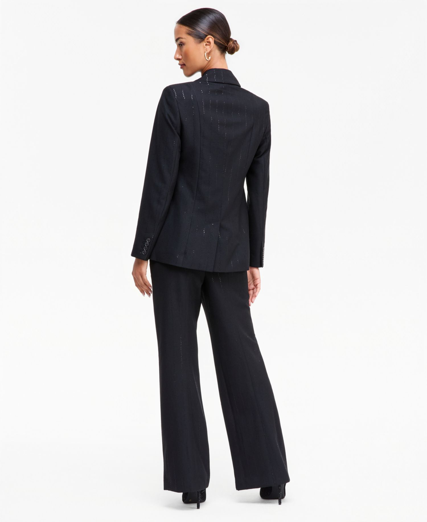 Women's Sequin Pinstripe Blazer & Wide Leg Pants