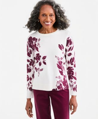 Women's Printed Fine Gauge Crewneck Sweater