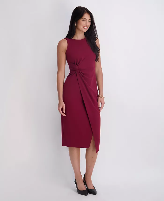 Women's Ruched Side-Twist Sleeveless Midi Dress - thumbnail 3