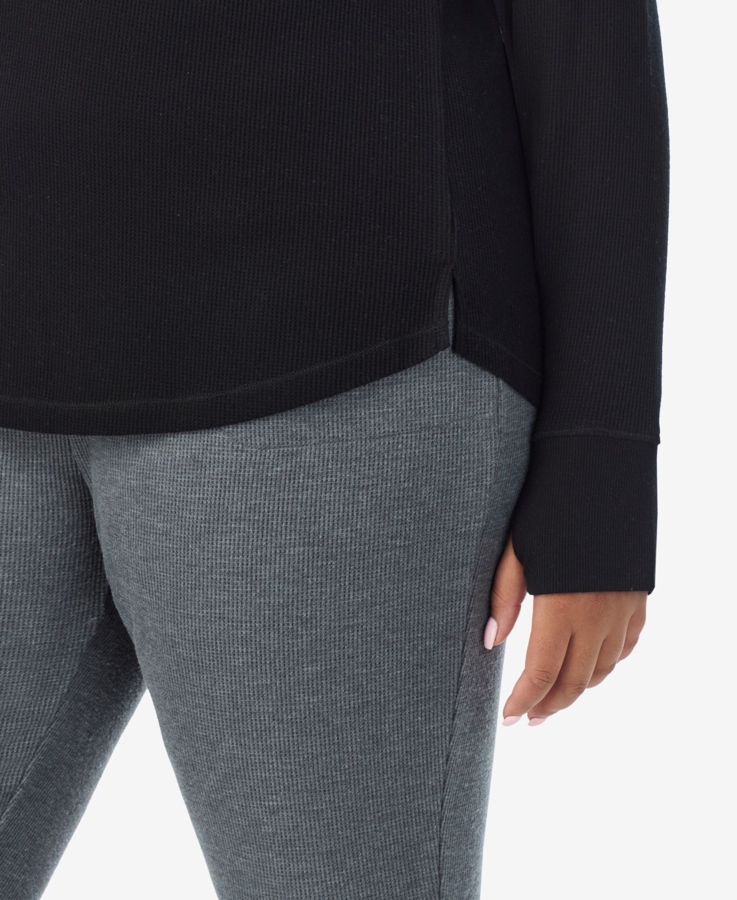 Plus Size Thermal Waffle-Knit Long-Sleeve Top