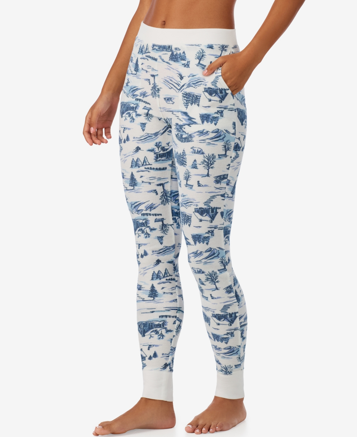 Cuddl Duds Women's Cozy Waffle-Knit Thermal Stretch Leggings