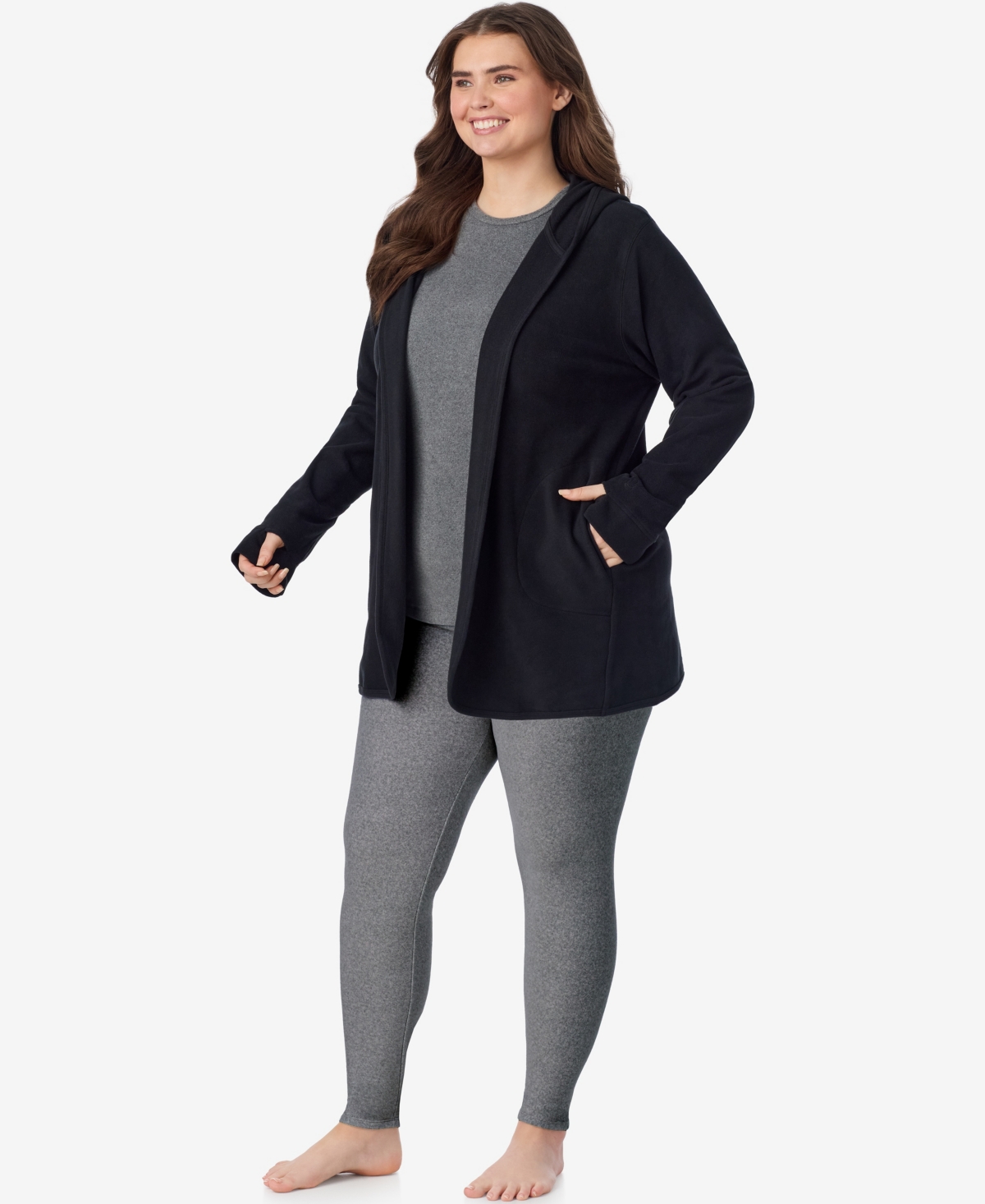 Cuddl Duds Plus Hooded Long-Sleeve Fleecewear with Stretch Wrap