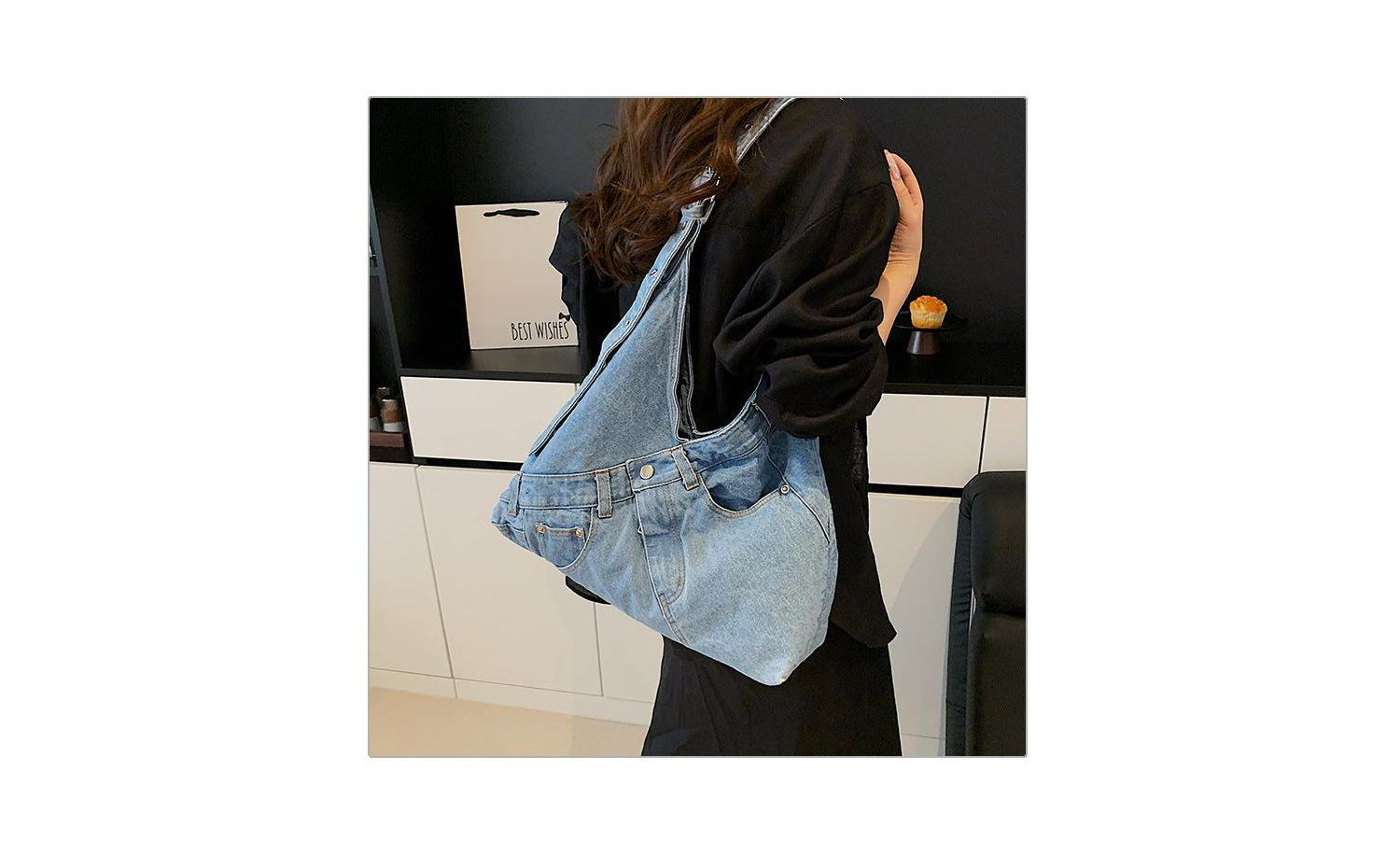 Women's Juno Hobo Bag Slouchy Shoulder Bag Washed Jean Patchwork Tote Casual Everyday Crossbody Soft Handbag