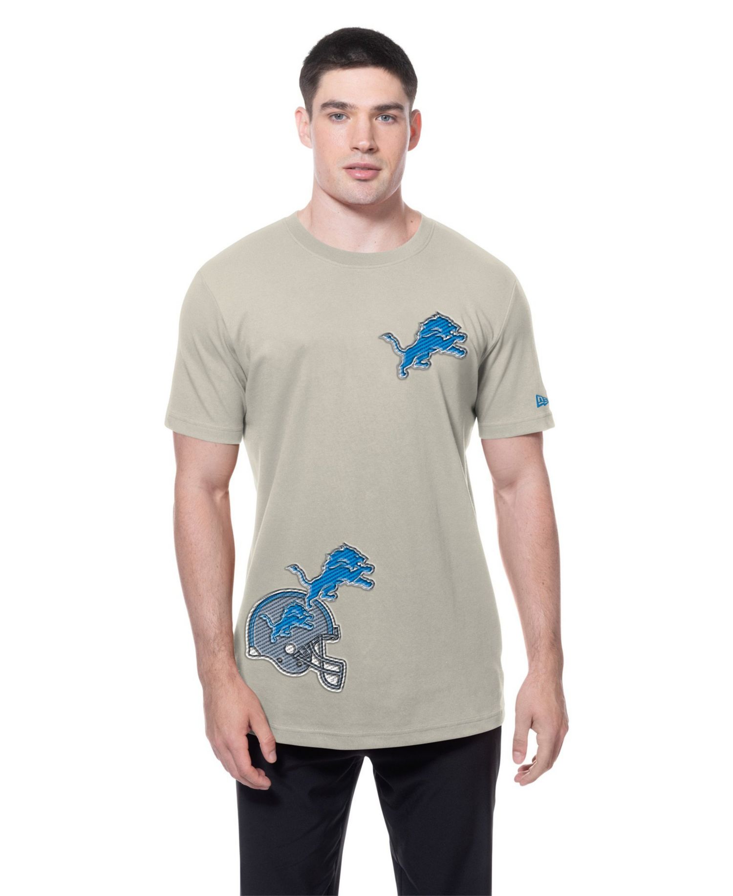 Men's Light Beige Detroit Lions Multi Patch T-Shirt