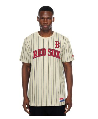 Men's Cream Boston Red Sox Throwback Meshback Pinstripe T-Shirt