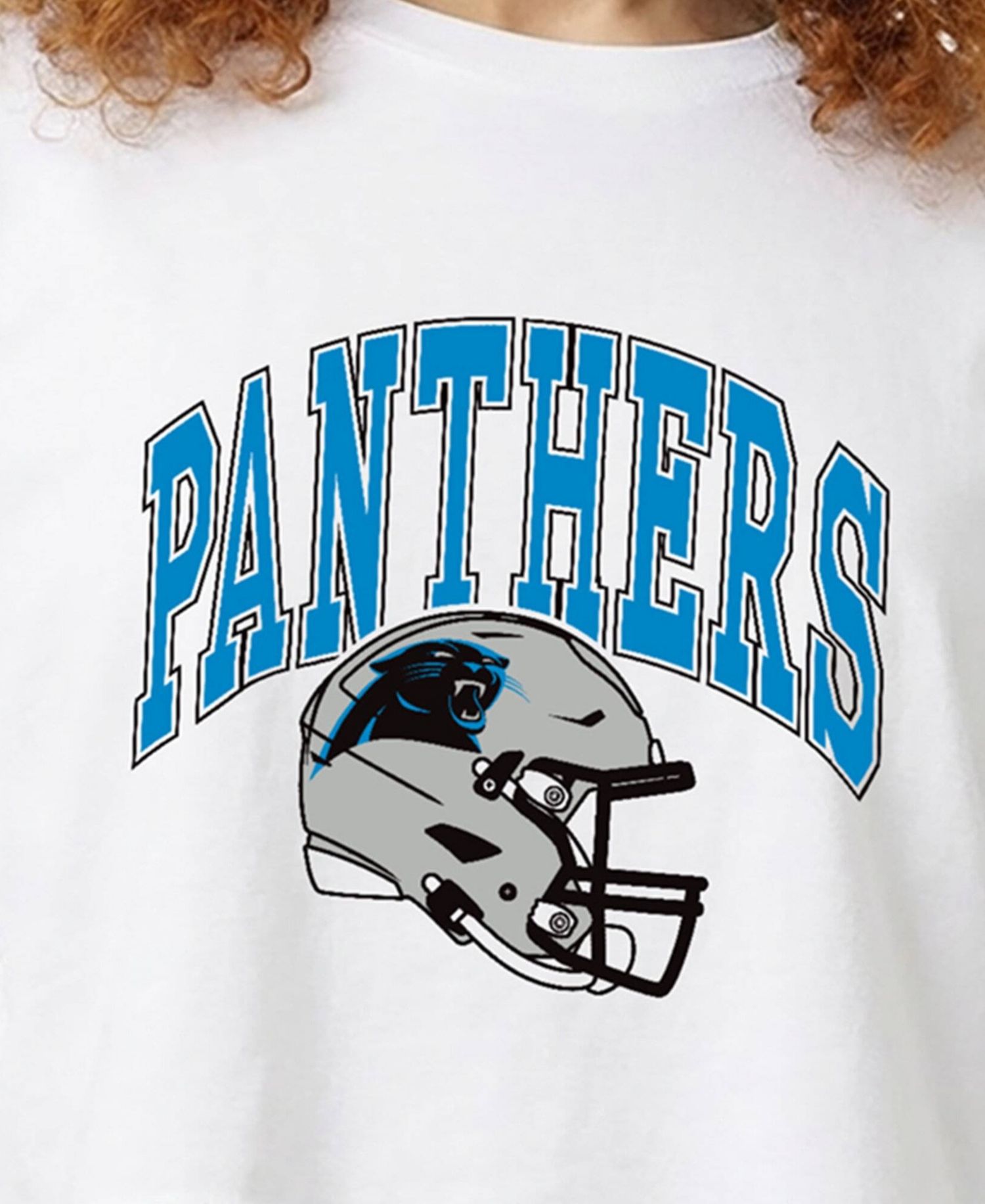 Women's Carolina Panthers Oversized Boyfriend Cropped T-Shirt