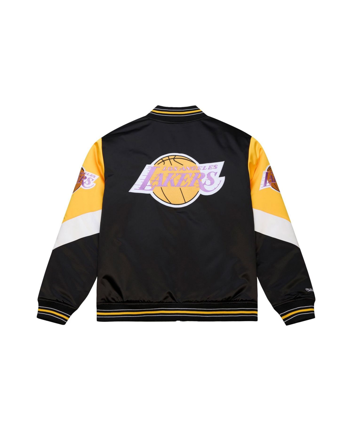 Men's Black Los Angeles Lakers Throw It Back Heavyweight Full-Zip Satin Jacket