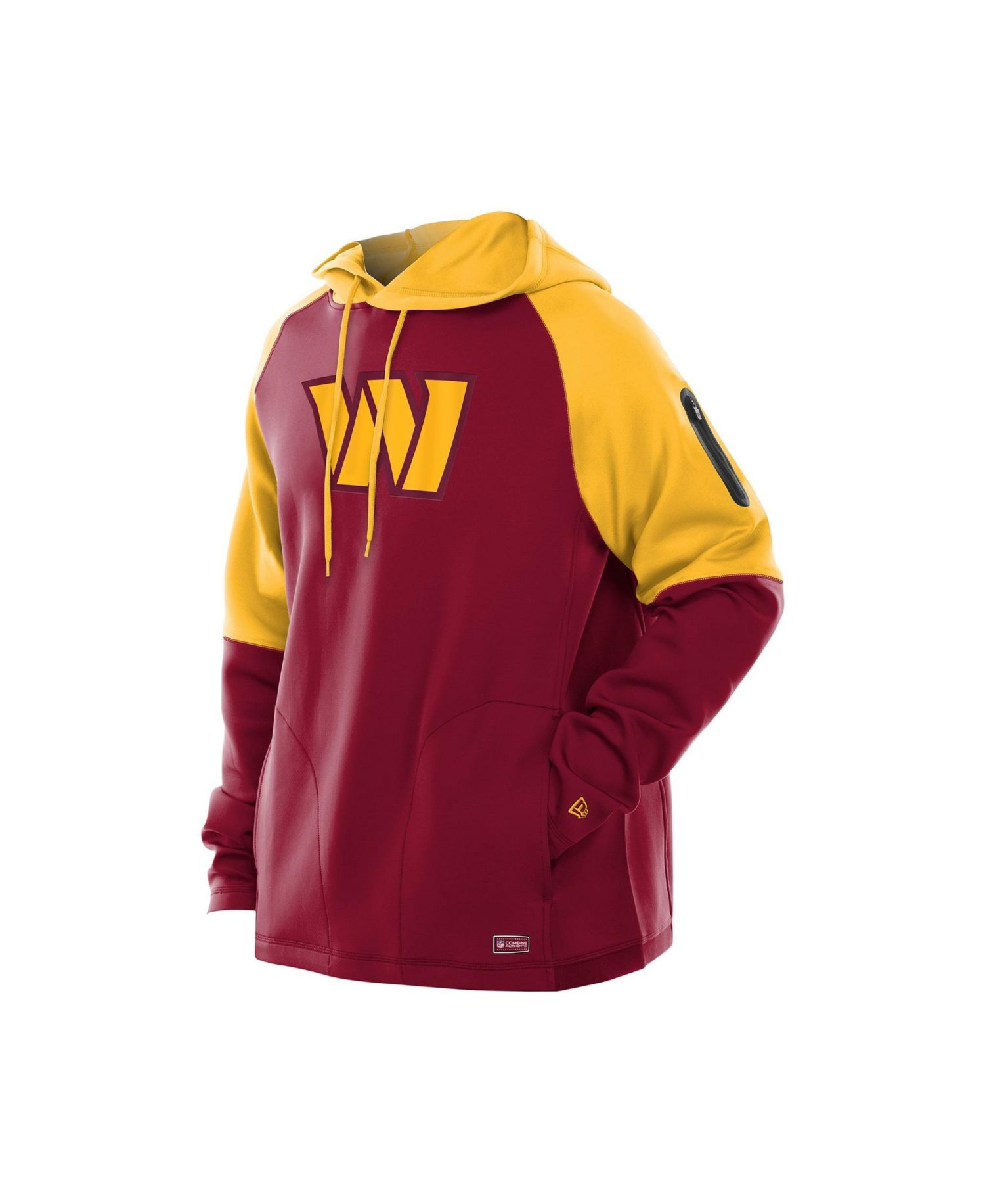 Men's Burgundy Washington Commanders Combine Authentic Color Block Raglan Pullover Hoodie