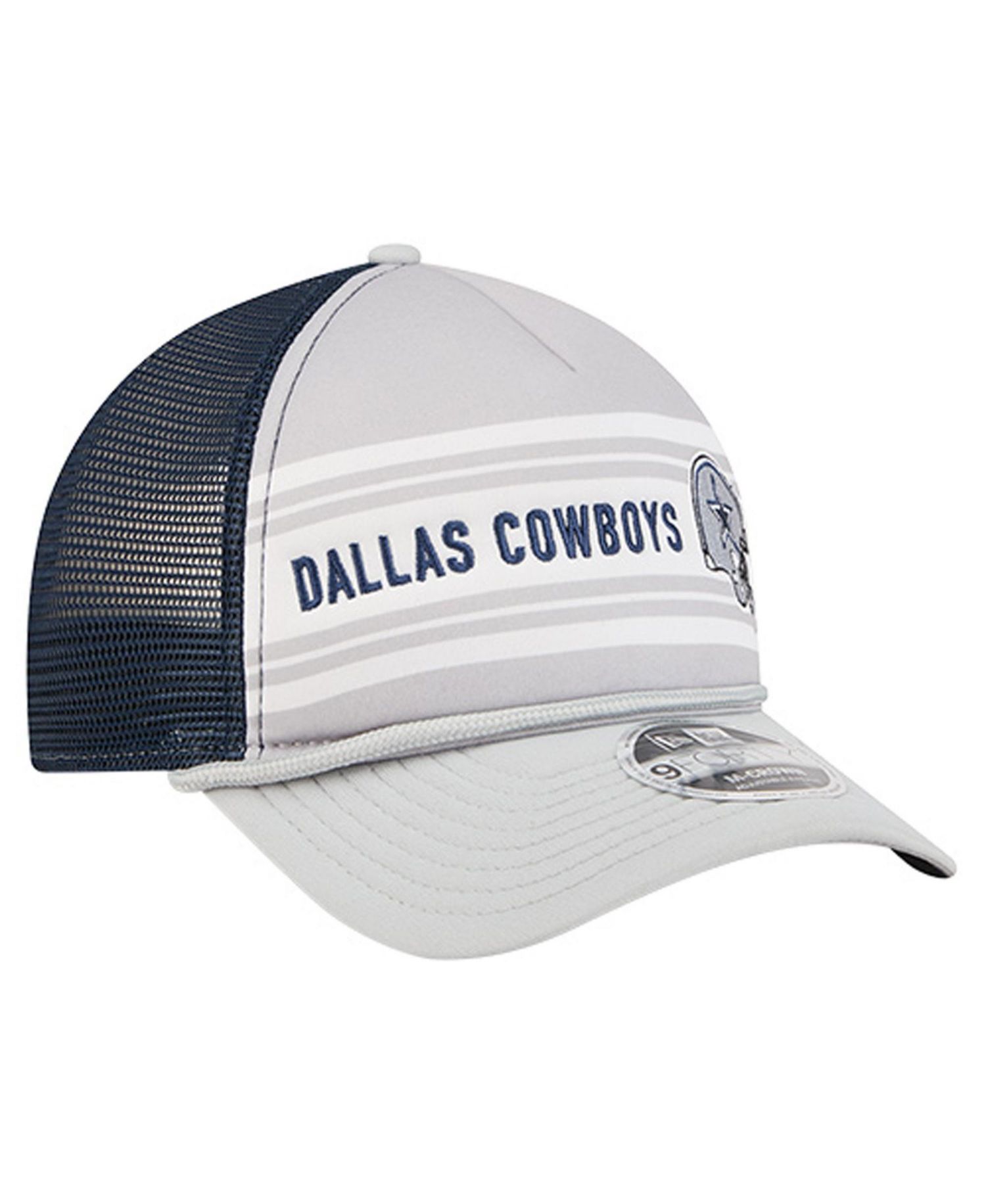 Men's Silver/Navy Dallas Cowboys Linear A-Frame 9FORTY Adjustable Hat