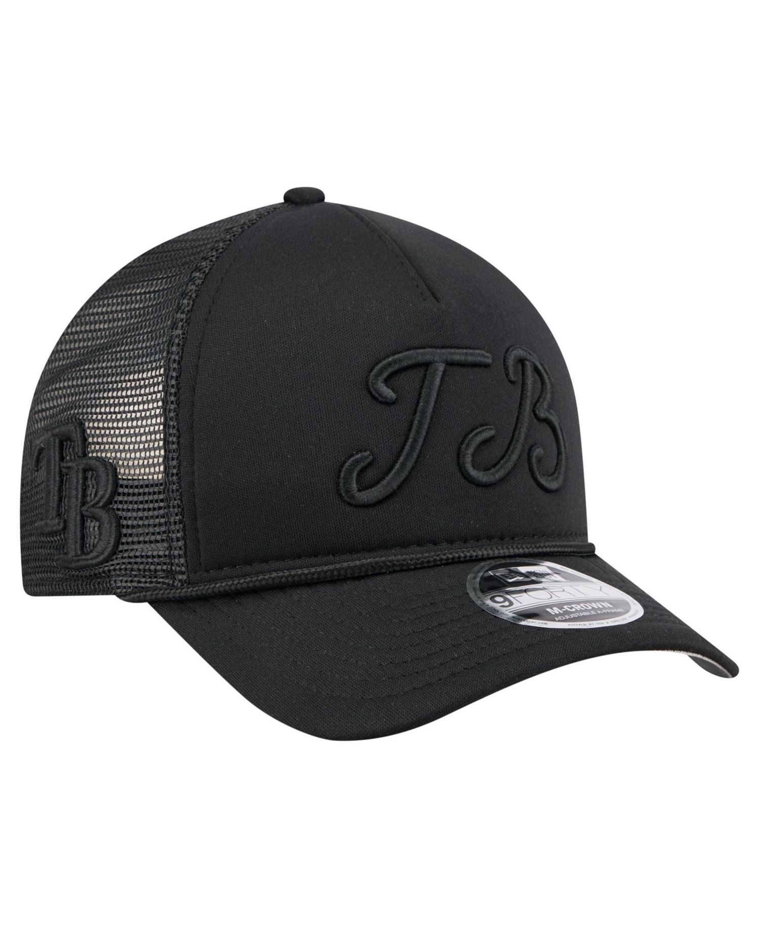 Men's Black Tampa Bay Rays City Initial 9FORTY A-Frame M-Crown Adjustable Trucker Hat