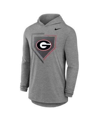 Men's Gray Georgia Bulldogs 2026 NCAA Baseball Men's College World Series Dugout Long Sleeve Hooded T-Shirt