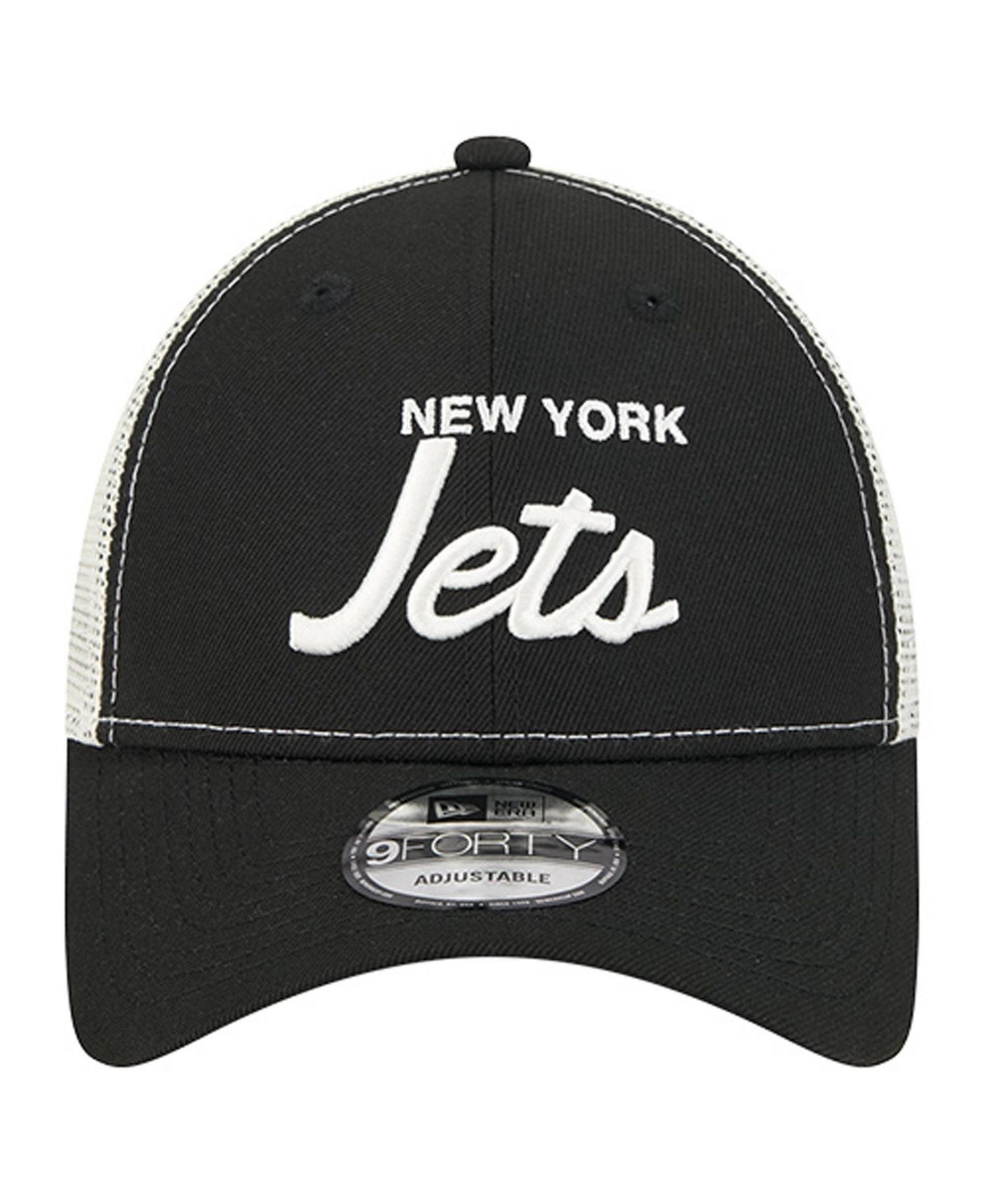 Men's Black New York Jets Apple Trucker 9FORTY Adjustable Hat