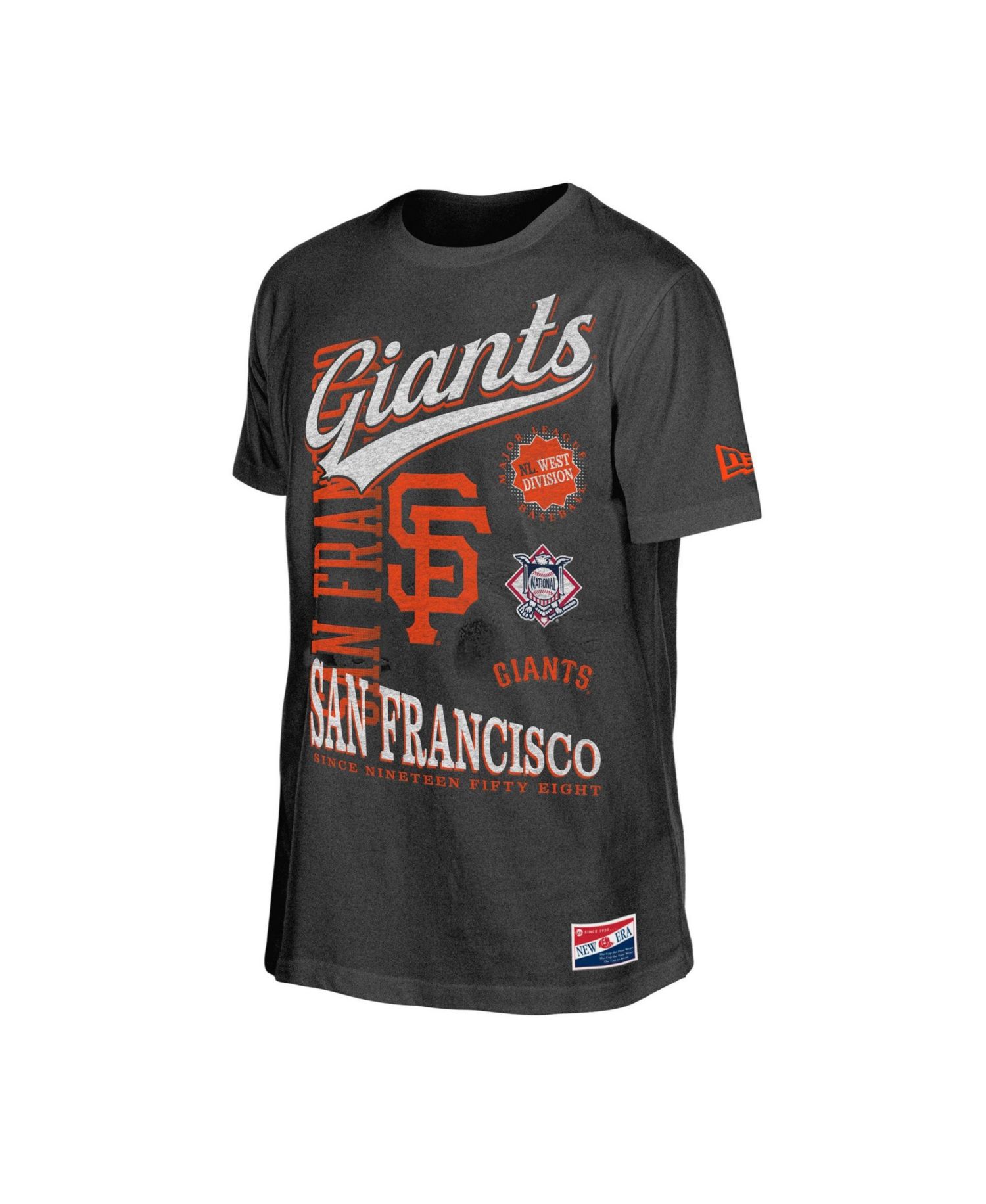 Men's Black San Francisco Giants Oversized Throwback Distressed T-Shirt