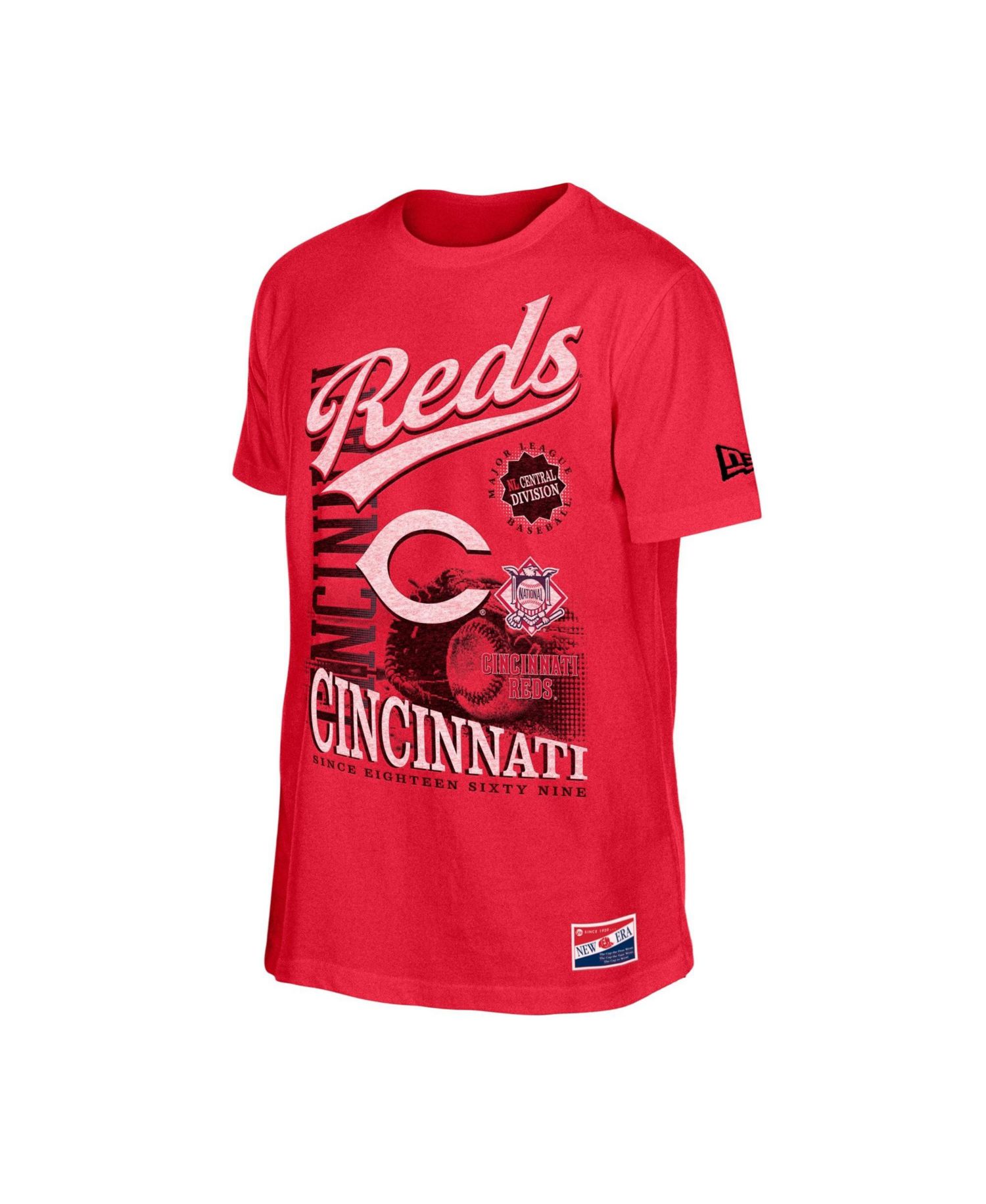 Men's Red Cincinnati Reds Oversized Throwback Distressed T-Shirt
