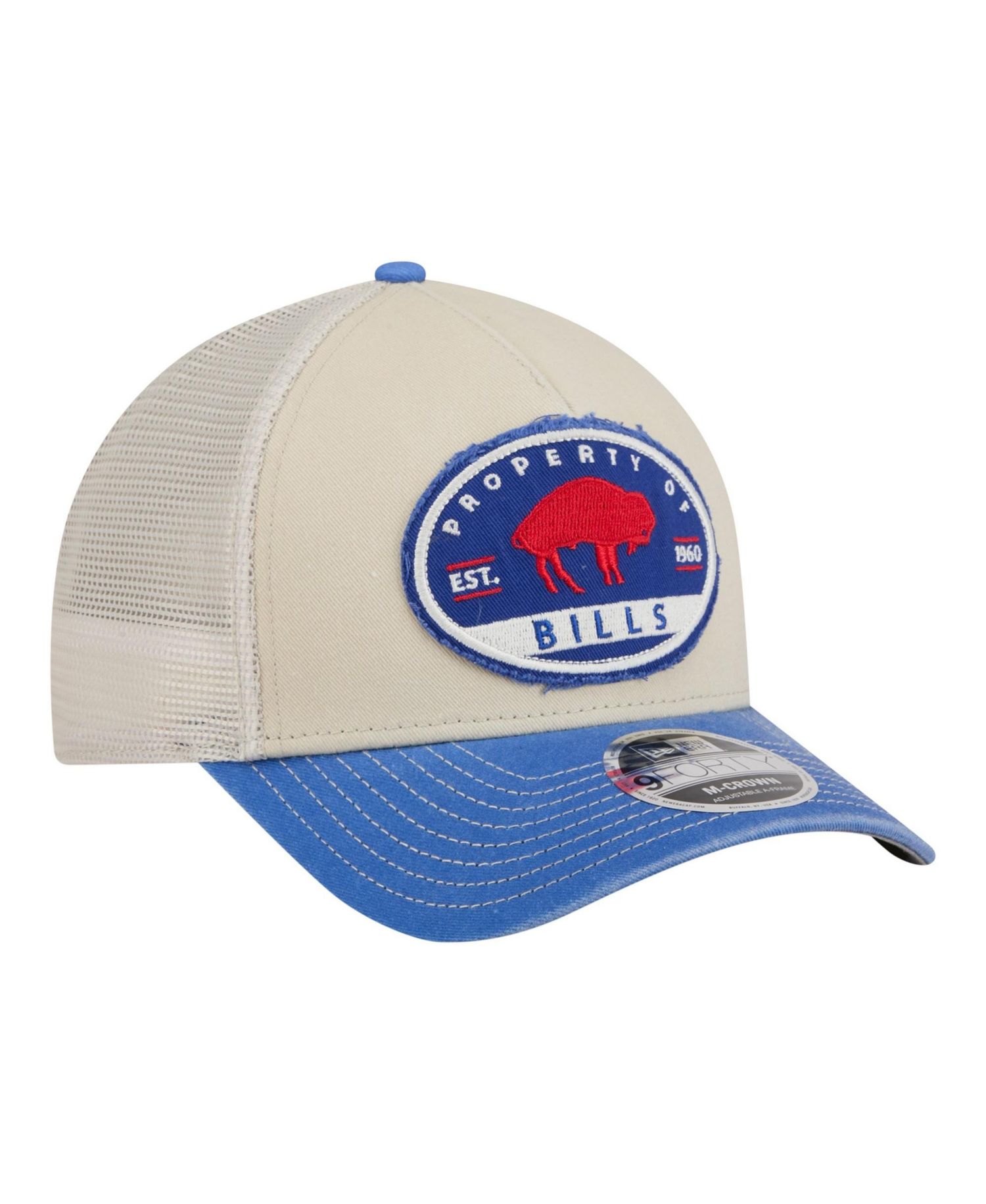 Men's Natural Buffalo Bills Frayed M-Crown A-Frame 9FORTY Adjustable Hat