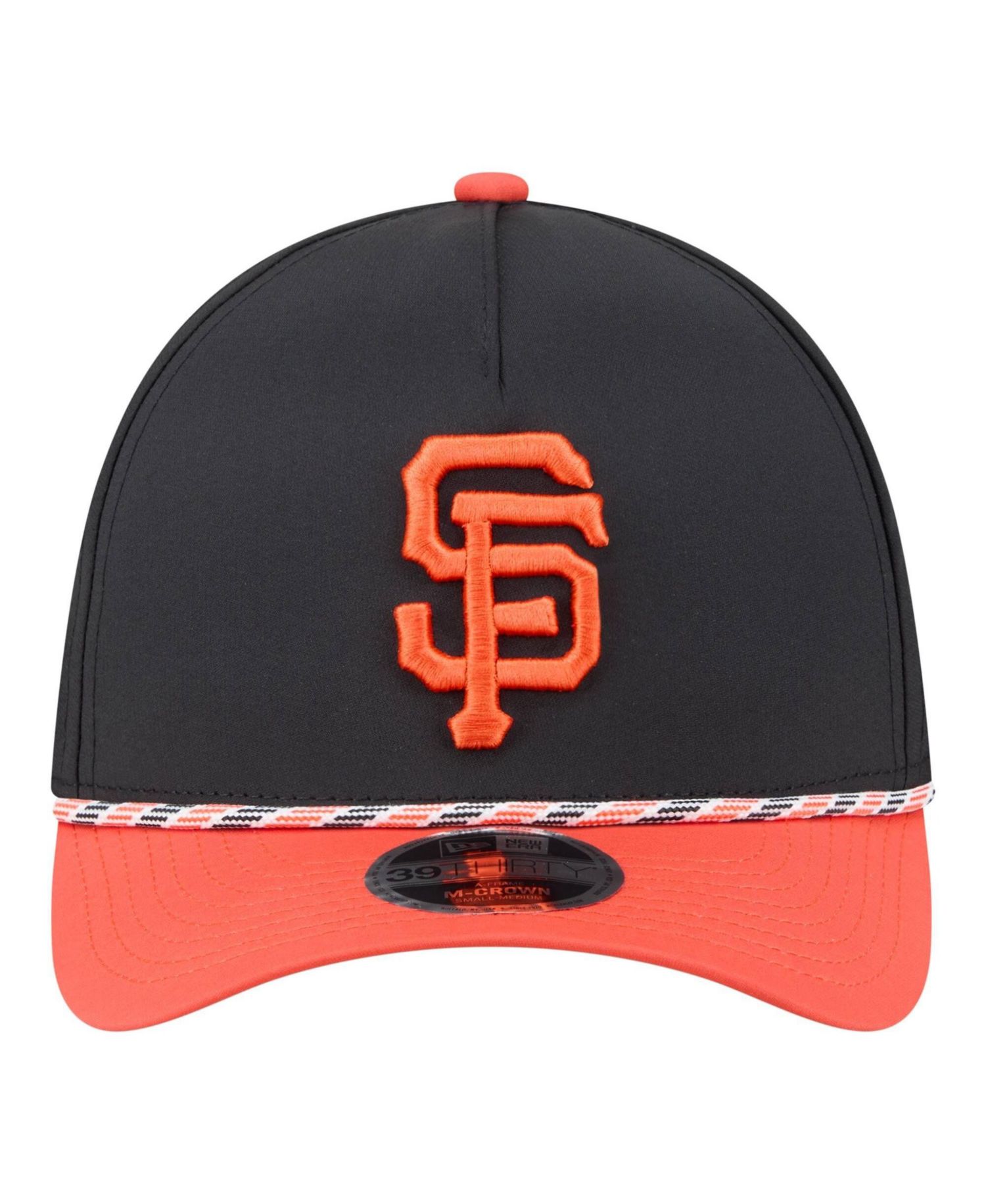 Men's Black/Orange San Francisco Giants Rope M-Crown A-Frame 39THIRTY Flex Hat
