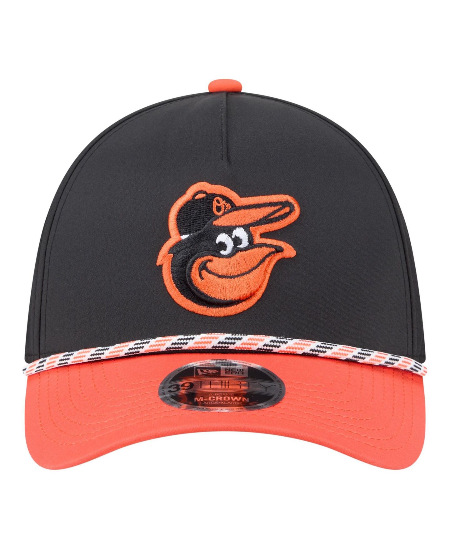 Мужская кепка New Era Black/Orange Baltimore Orioles Rope M-Crown A-Frame 39THIRTY Flex Hat — фото 2