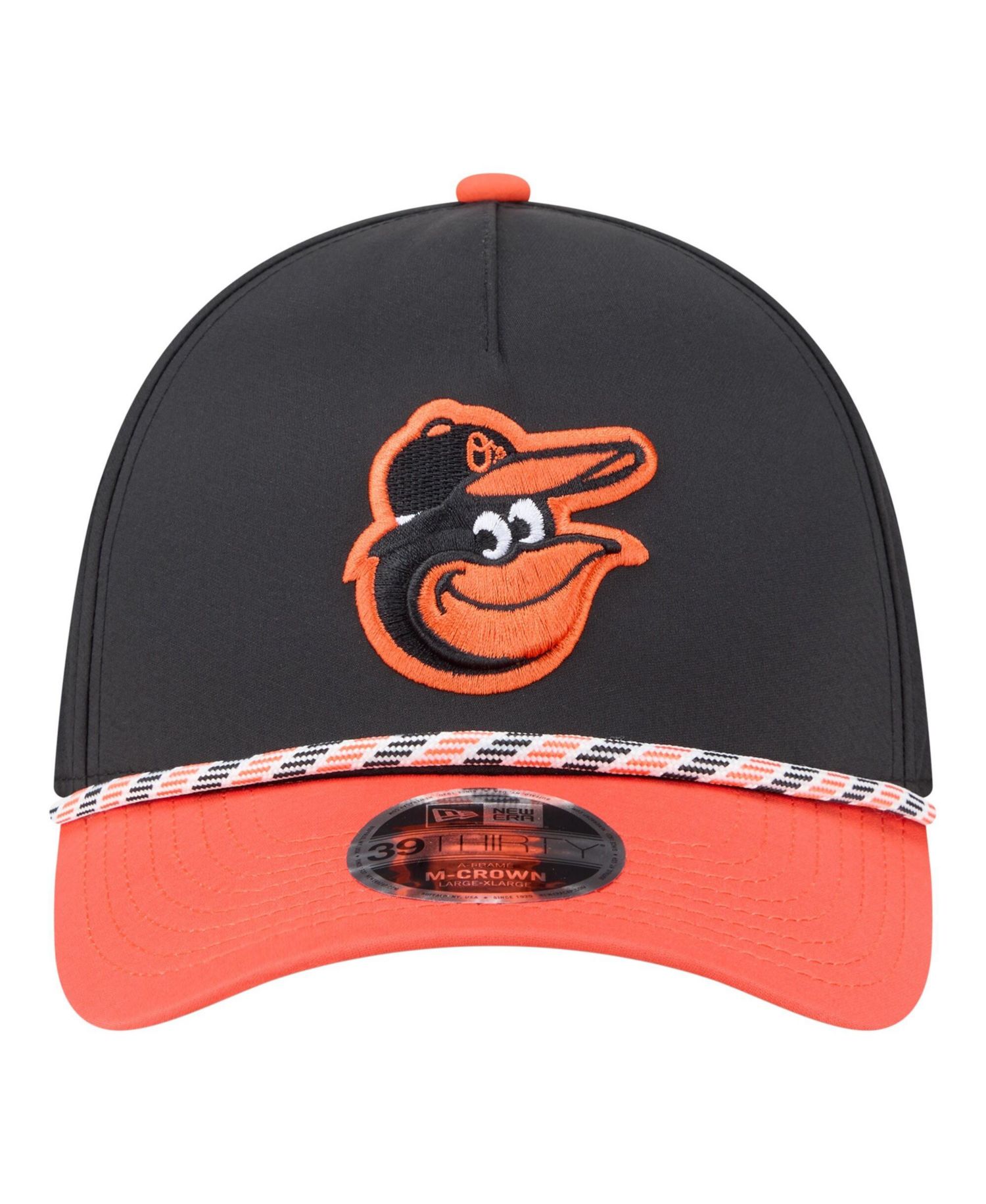 Men's Black/Orange Baltimore Orioles Rope M-Crown A-Frame 39THIRTY Flex Hat