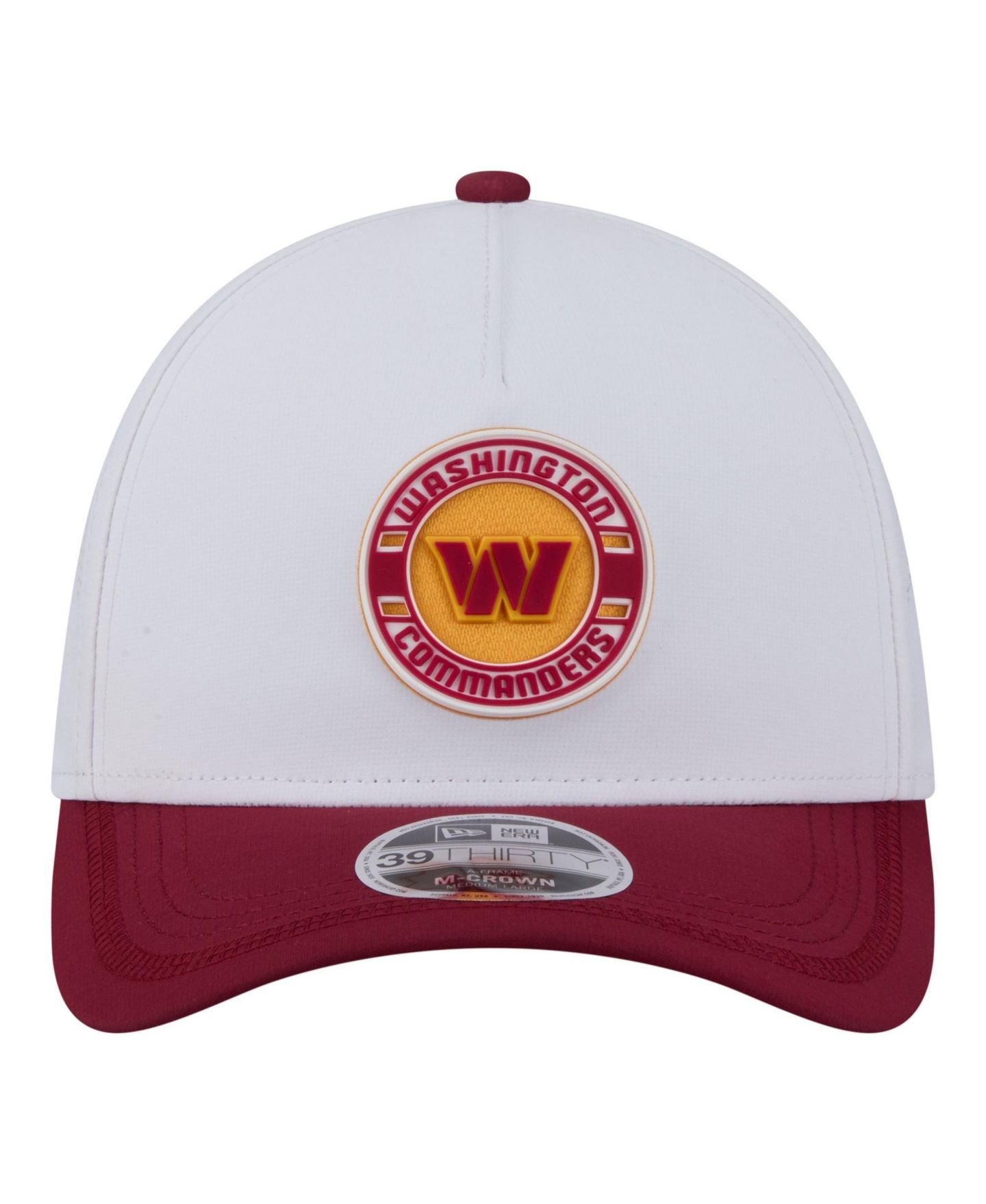 Мужская кепка New Era Gray/Burgundy Washington Commanders Patch 39THIRTY A-Frame M-Crown Perforated Flex Hat — фото 2