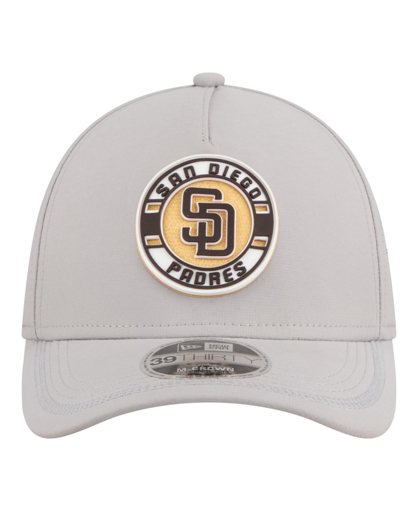 Мужская кепка New Era Gray San Diego Padres Patch 39THIRTY A-Frame M-Crown Perforated Flex Hat — фото 2