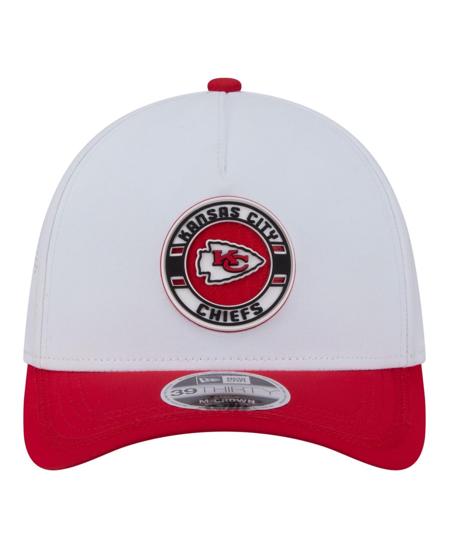 Men's White/Red Kansas City Chiefs Patch 39THIRTY A-Frame M-Crown Perforated Flex Hat