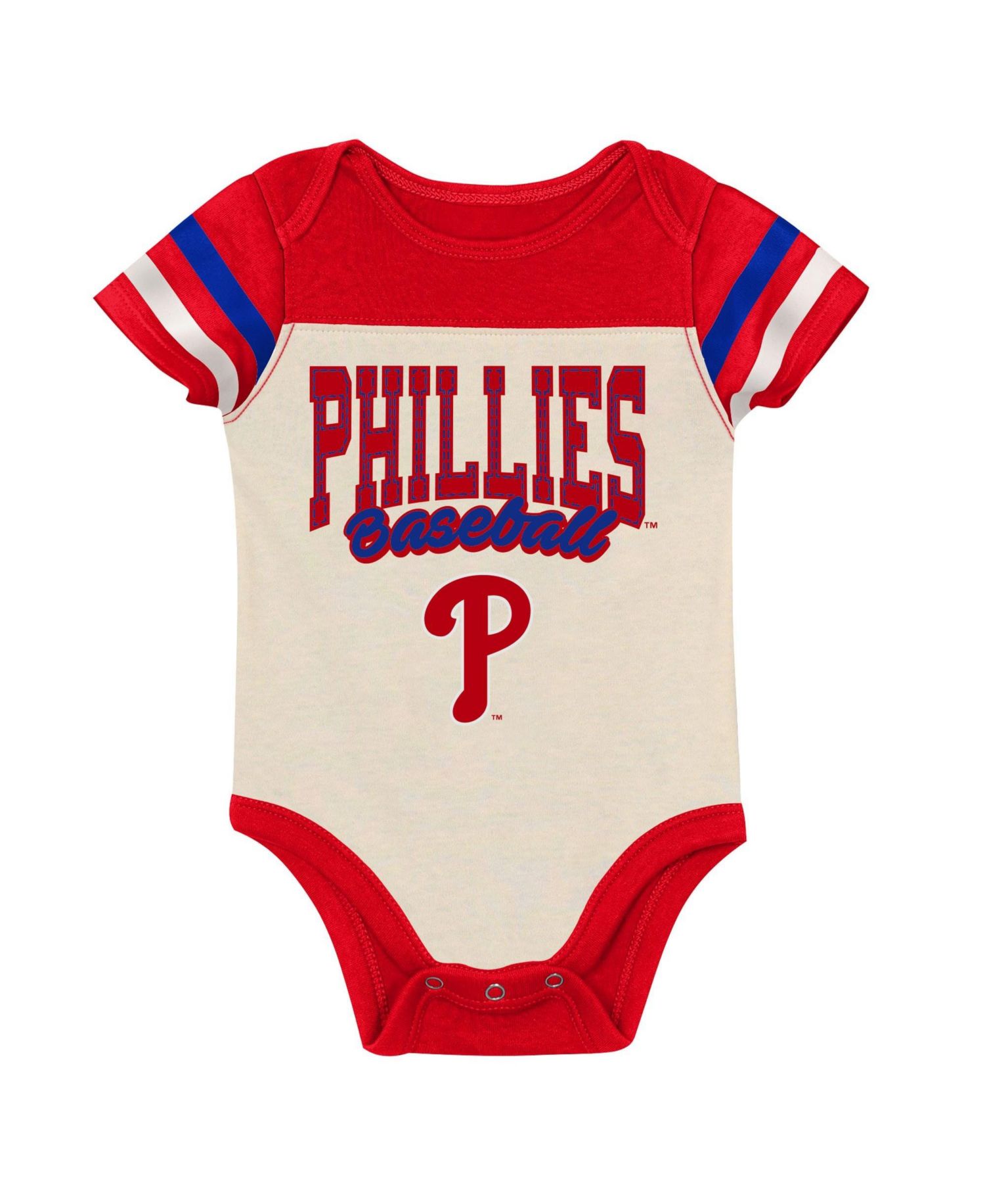 Baby Boys and Girls Red Philadelphia Phillies Up One Three-Piece Bodysuit, Bib Booties Set