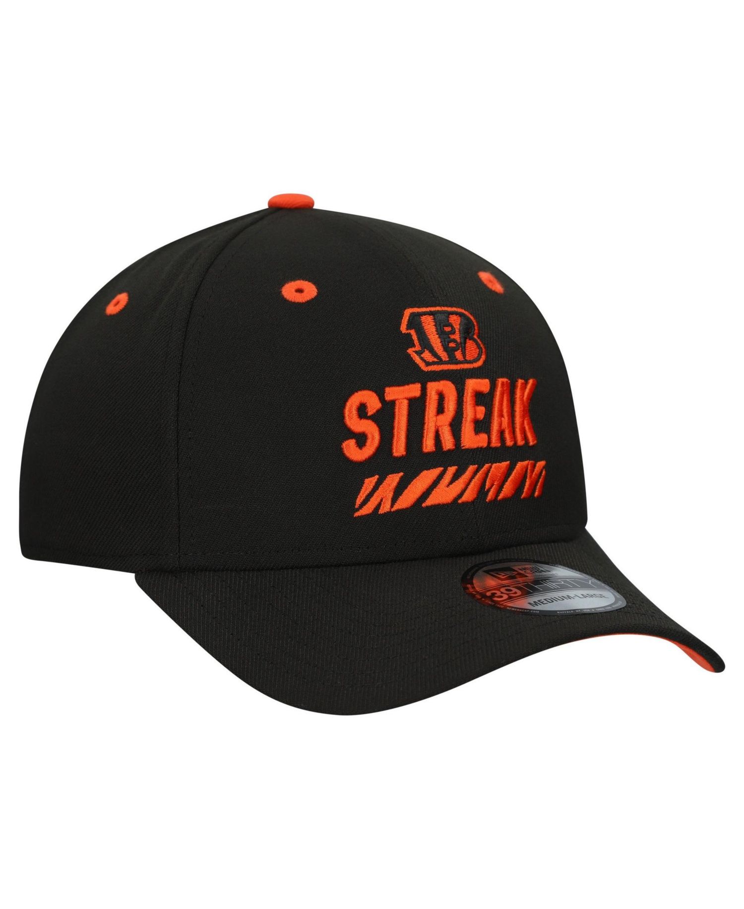 Men's Black Cincinnati Bengals STREAK Season Ticket Member 39THIRTY Flex Hat