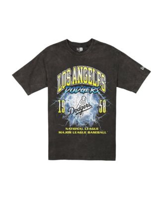 Men's Black Los Angeles Dodgers Lightning Round Mineral Wash T-Shirt