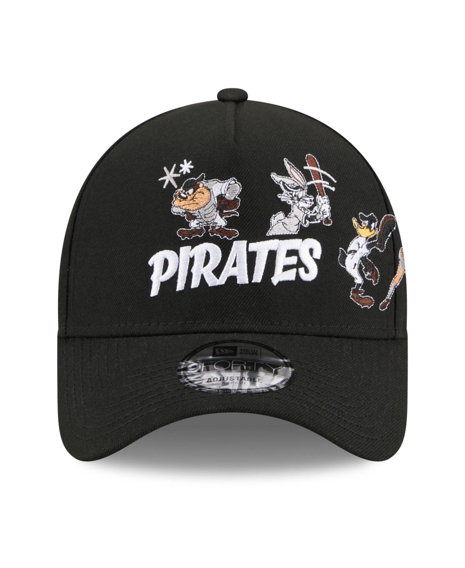 Big Boys and Girls Black Pittsburgh Pirates Looney Tunes A-Frame 9FORTY Adjustable Hat