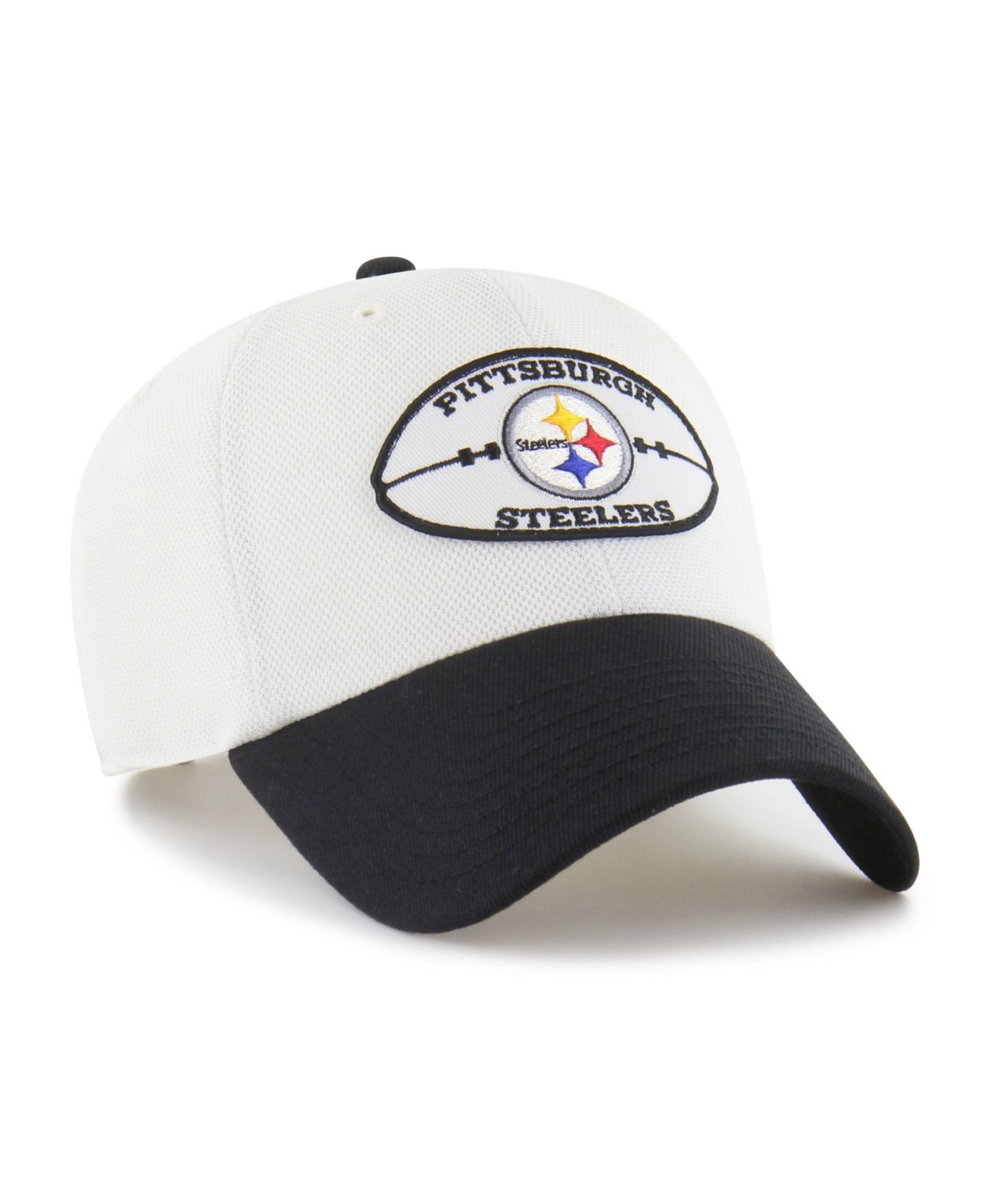 Men's White/Black Pittsburgh Steelers Pique Patch Clean Up Adjustable Hat