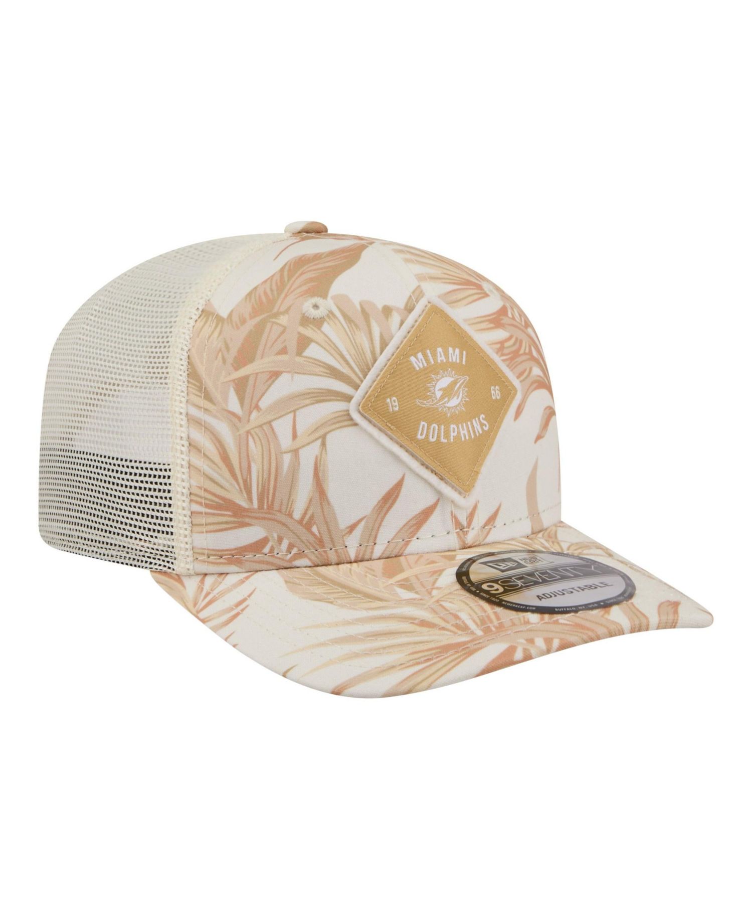 Men's Tan Miami Dolphins Tonal Palm COOLERA 9SEVENTY Adjustable Trucker Hat