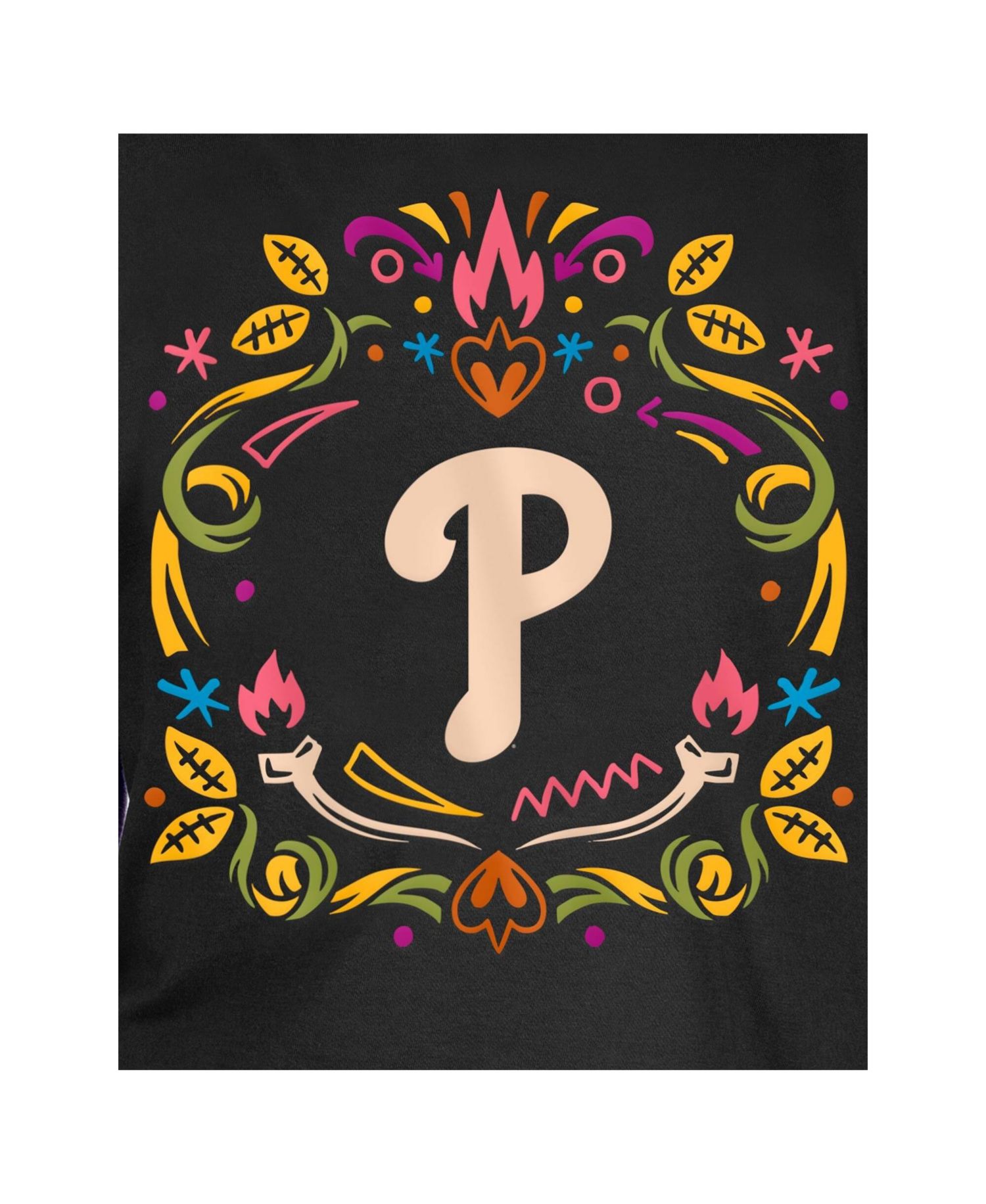 Big Boys and Girls Black Philadelphia Phillies Día de los Muertos T-Shirt