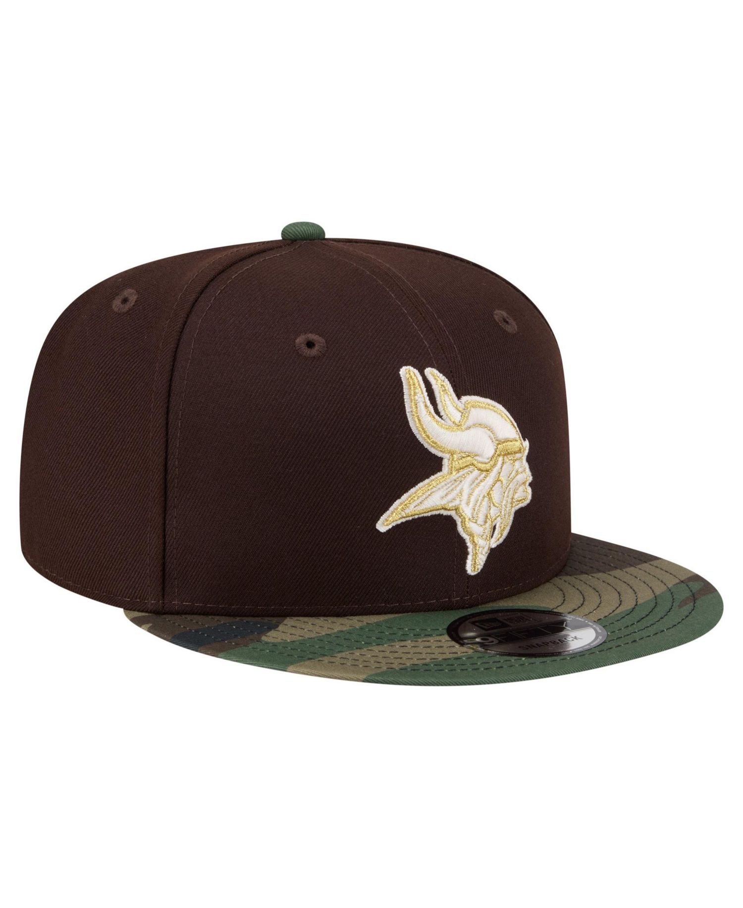 Men's Dark Brown Minnesota Vikings Burnt Wood Camo 9FIFTY Snapback Hat