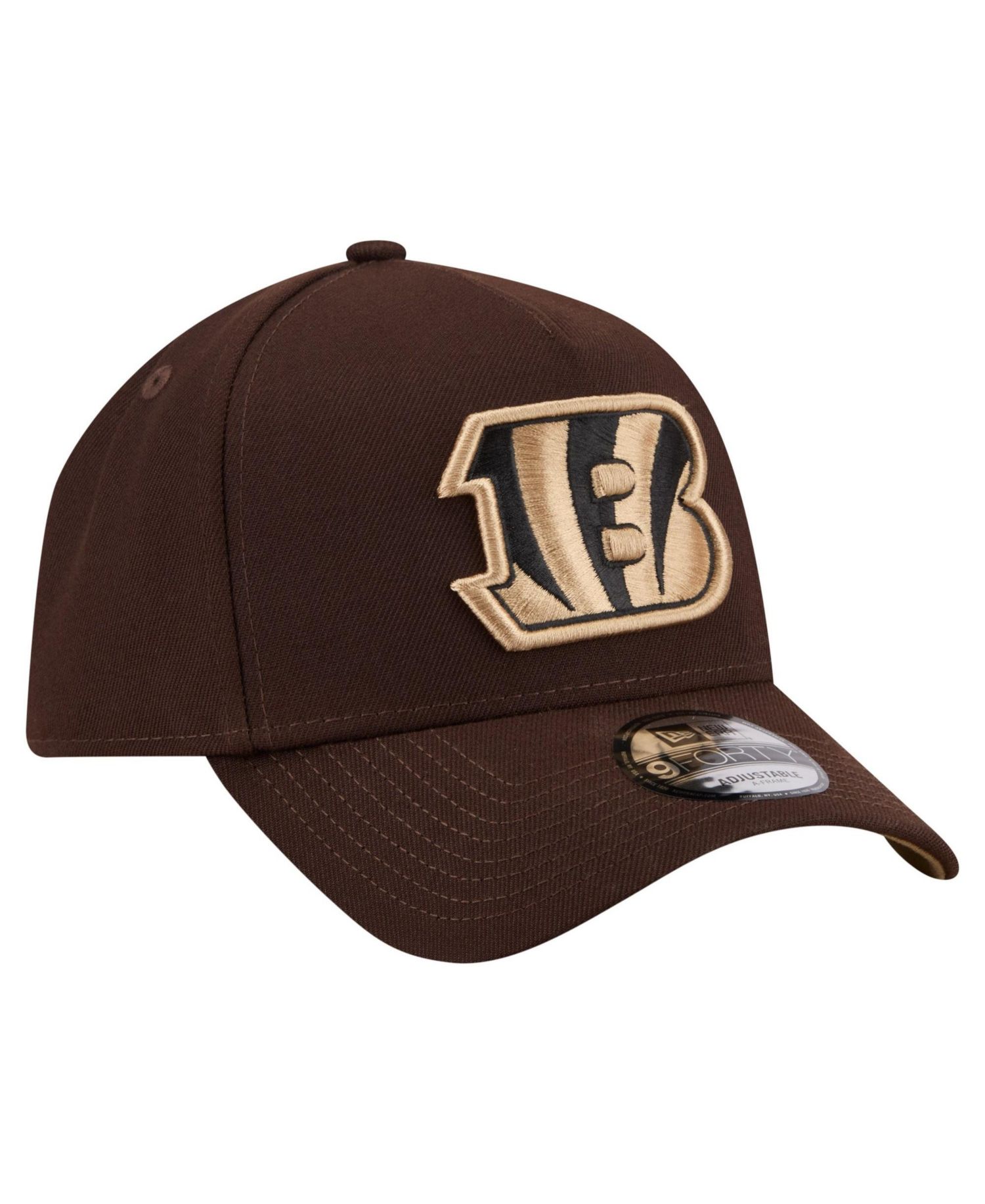 Men's Dark Brown Cincinnati Bengals Burnt Wood A-Frame 9FORTY Adjustable Hat