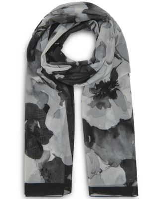 Women's Tonal Floral Chiffon Scarf