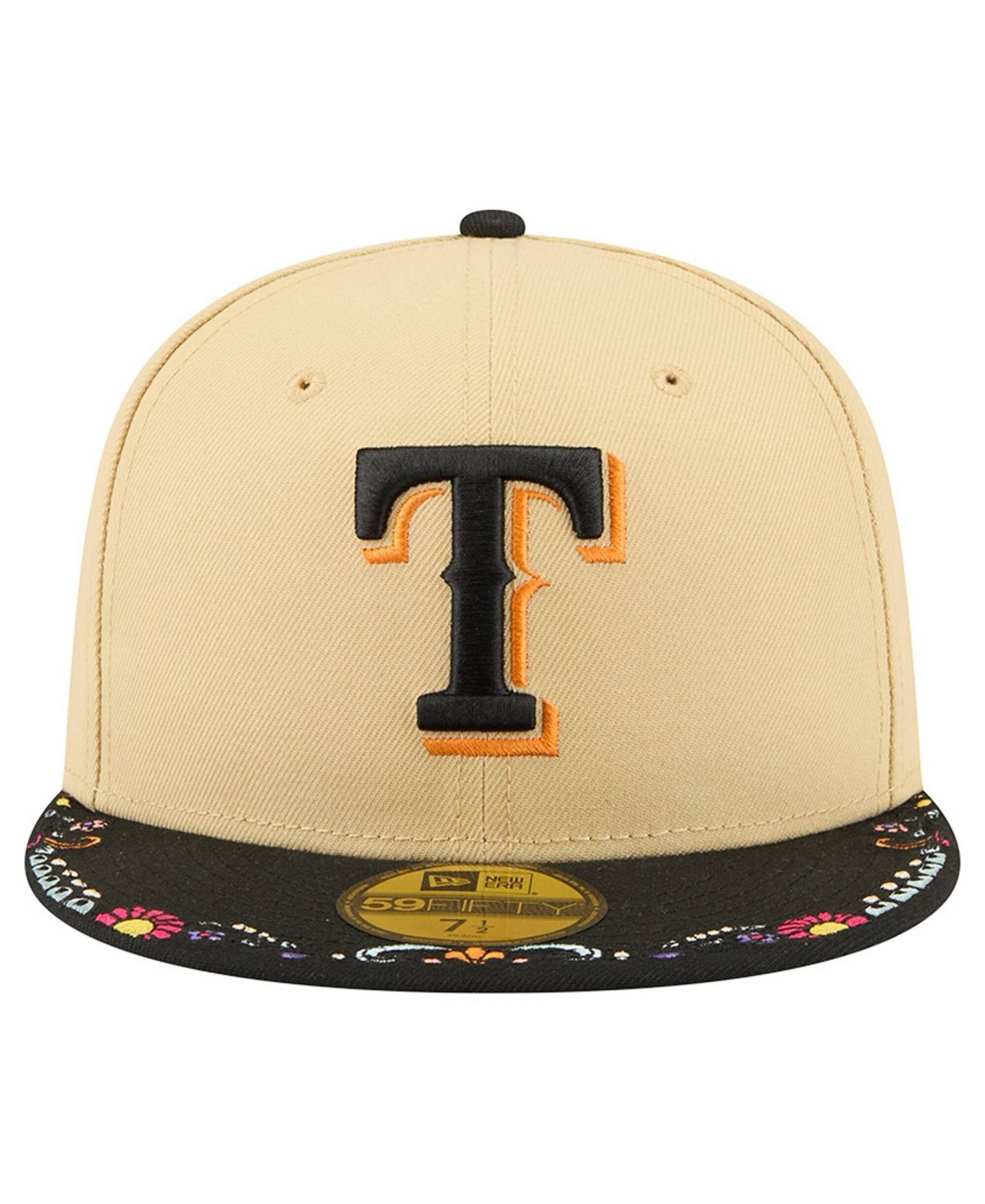 Мужские козырьки New Era Light Beige Texas Rangers Two-Tone Embroidered 59FIFTY Fitted Hat — фото 2