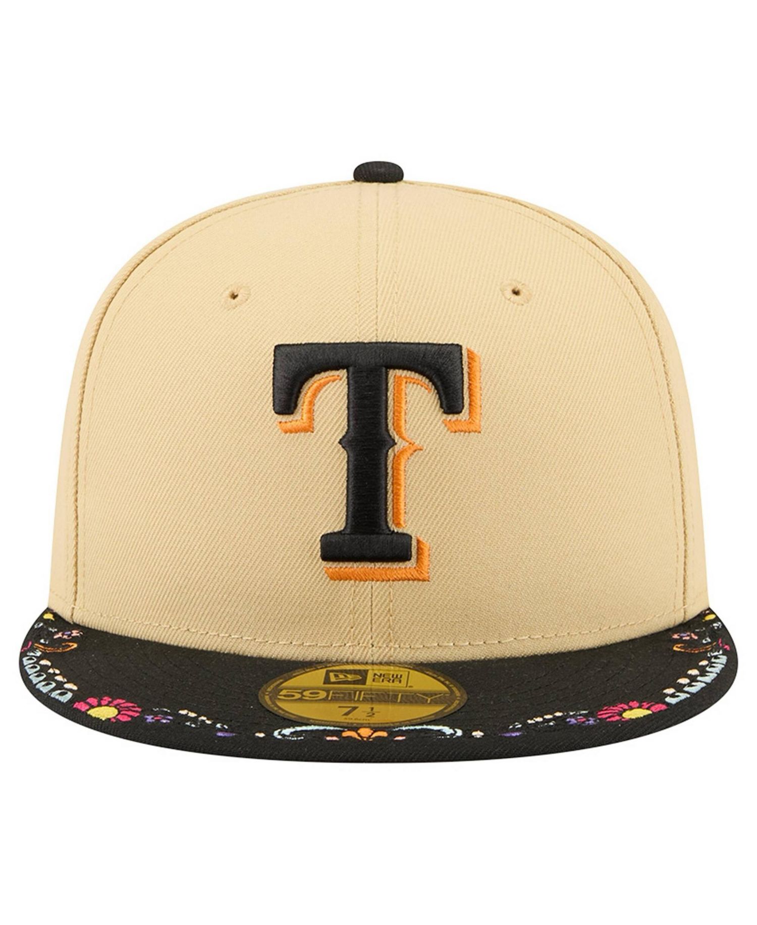 Men's Light Beige Texas Rangers Two-Tone Embroidered Visor 59FIFTY Fitted Hat