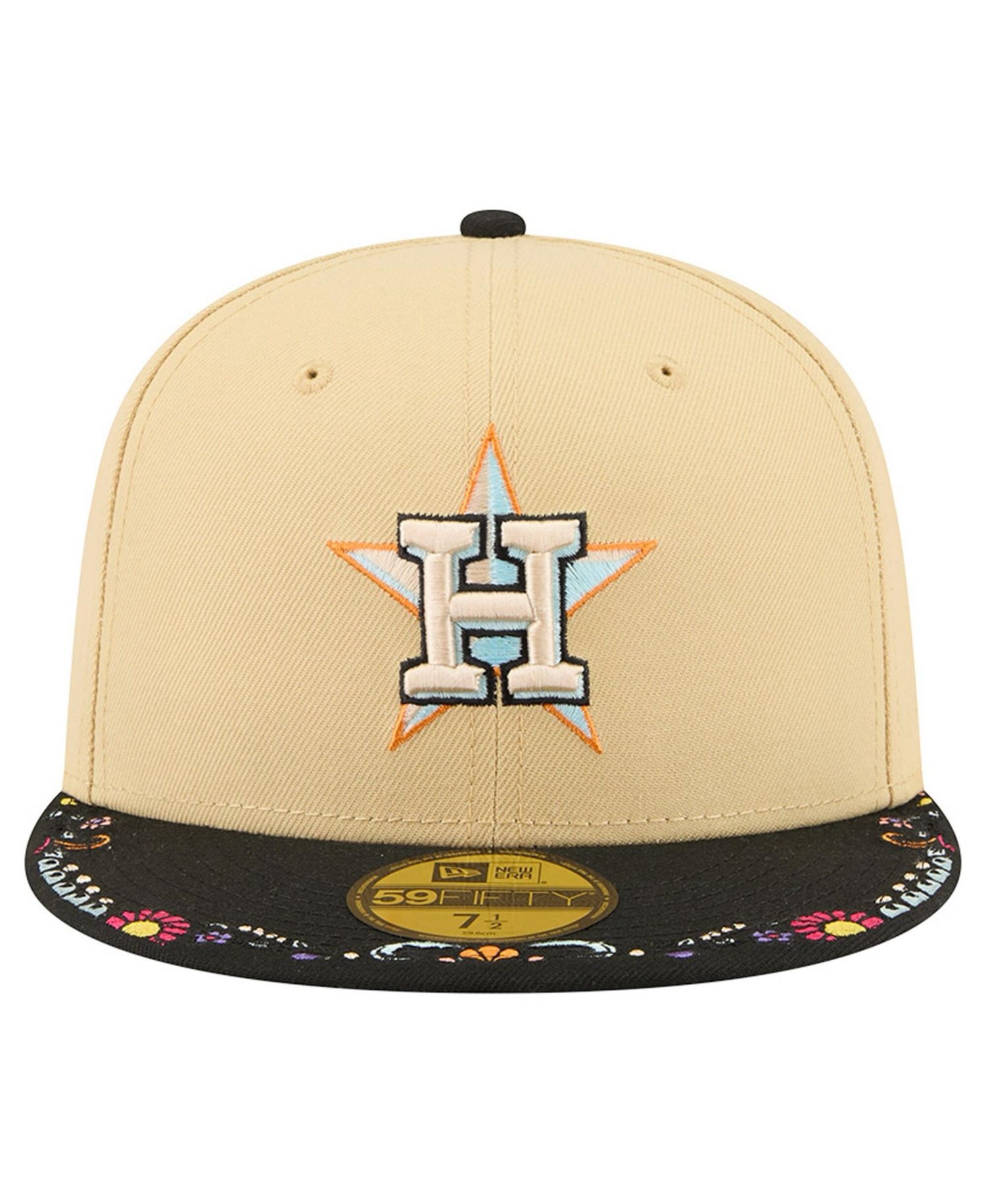Men's Light Beige Houston Astros Two-Tone Embroidered Visor 59FIFTY Fitted Hat