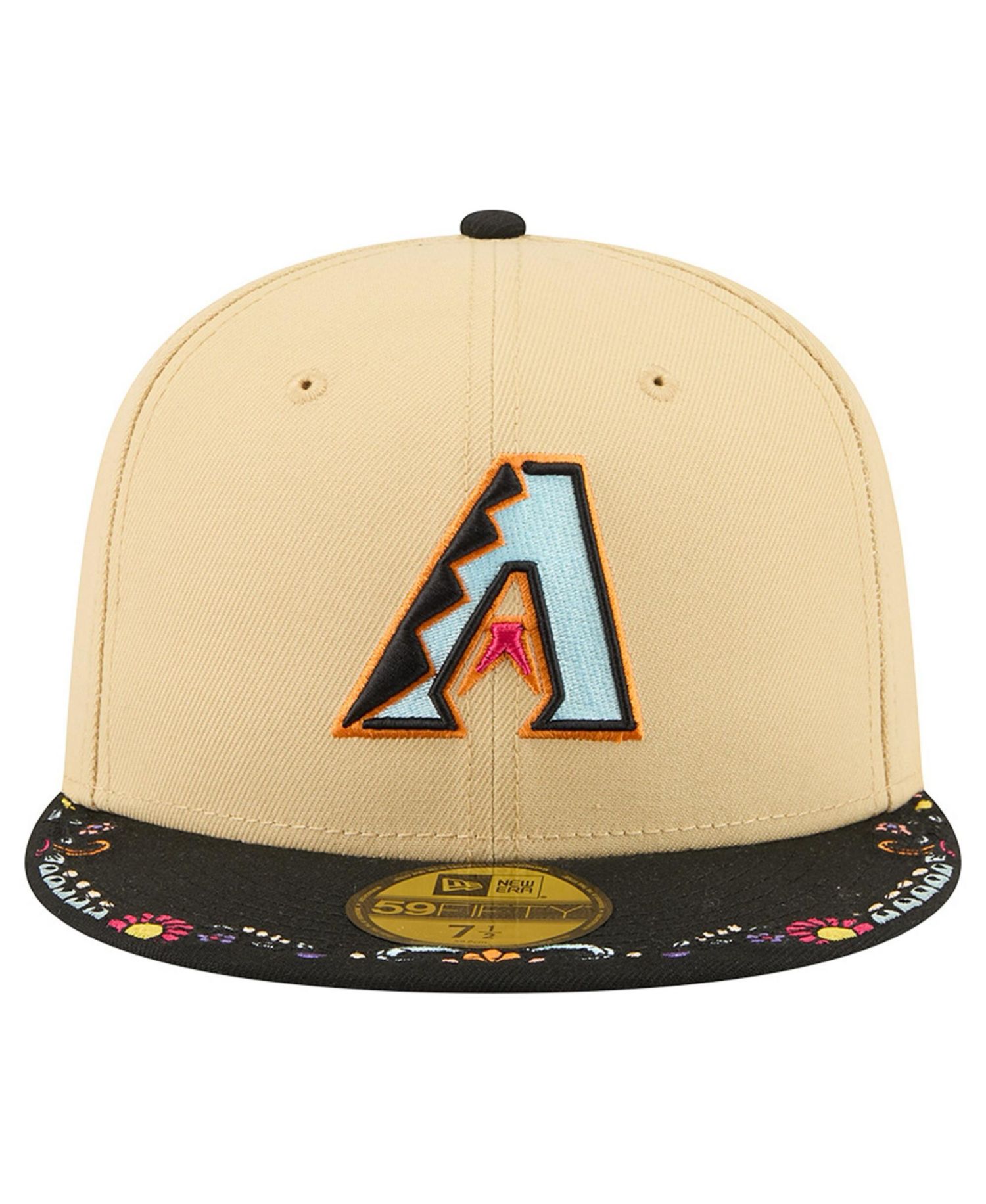 Men's Light Beige Arizona Diamondbacks Two-Tone Embroidered Visor 59FIFTY Fitted Hat