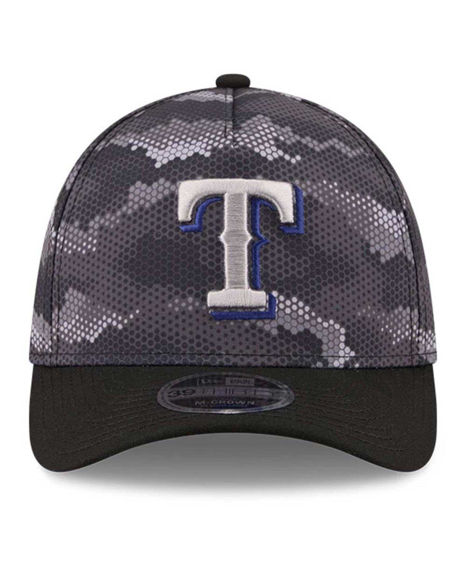 Men's Black Texas Rangers Camo 39THIRTY A-Frame Flex Hat
