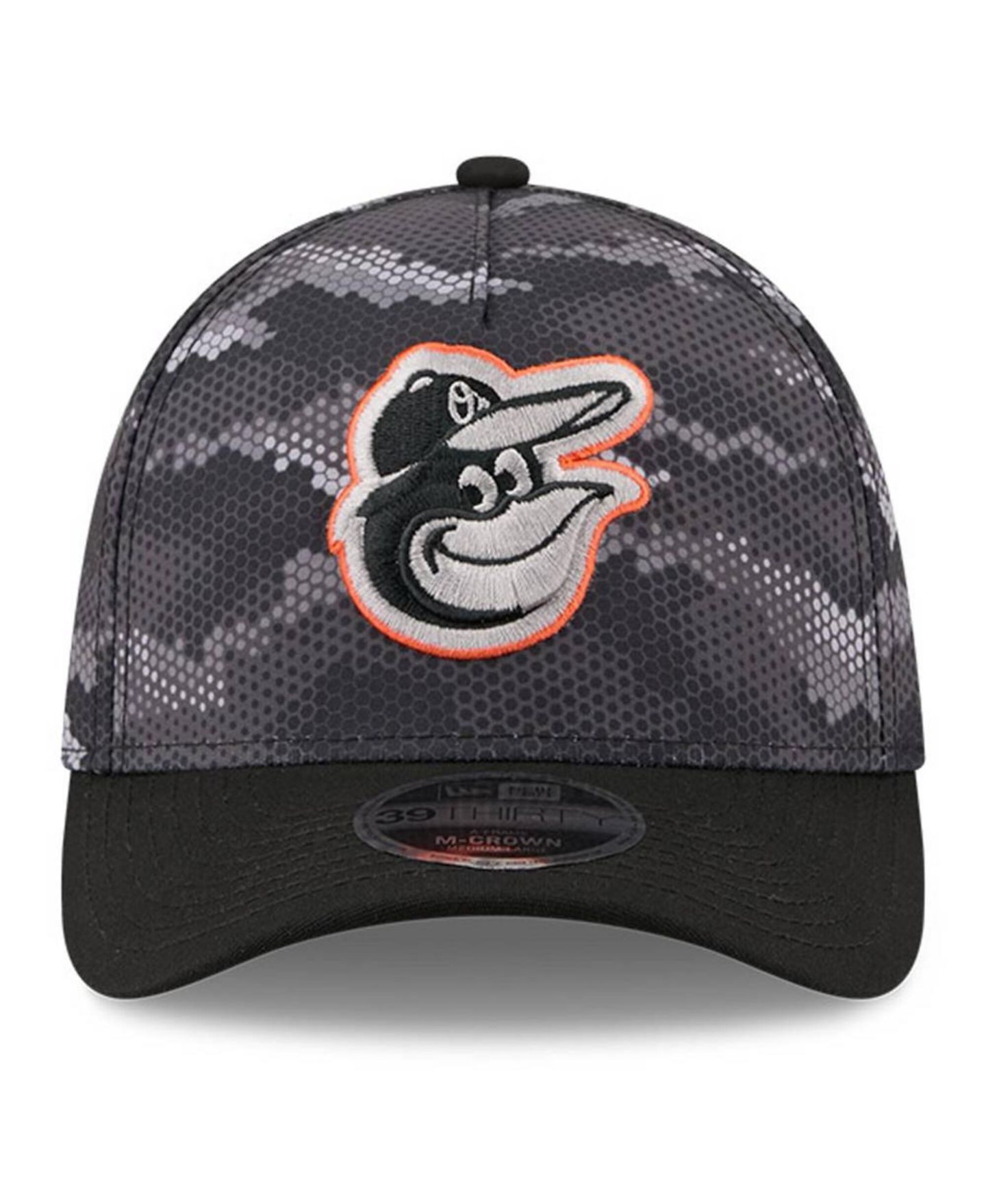 Мужская кепка New Era Black Baltimore Orioles Camo 39THIRTY A-Frame Flex Hat — фото 2