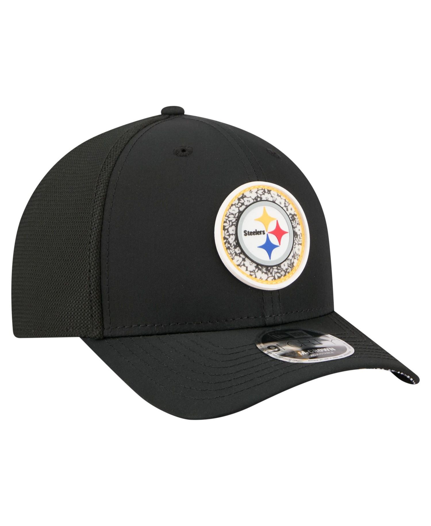 Men's Black Pittsburgh Steelers Floral 9FORTY M-Crown Trucker Adjustable Hat